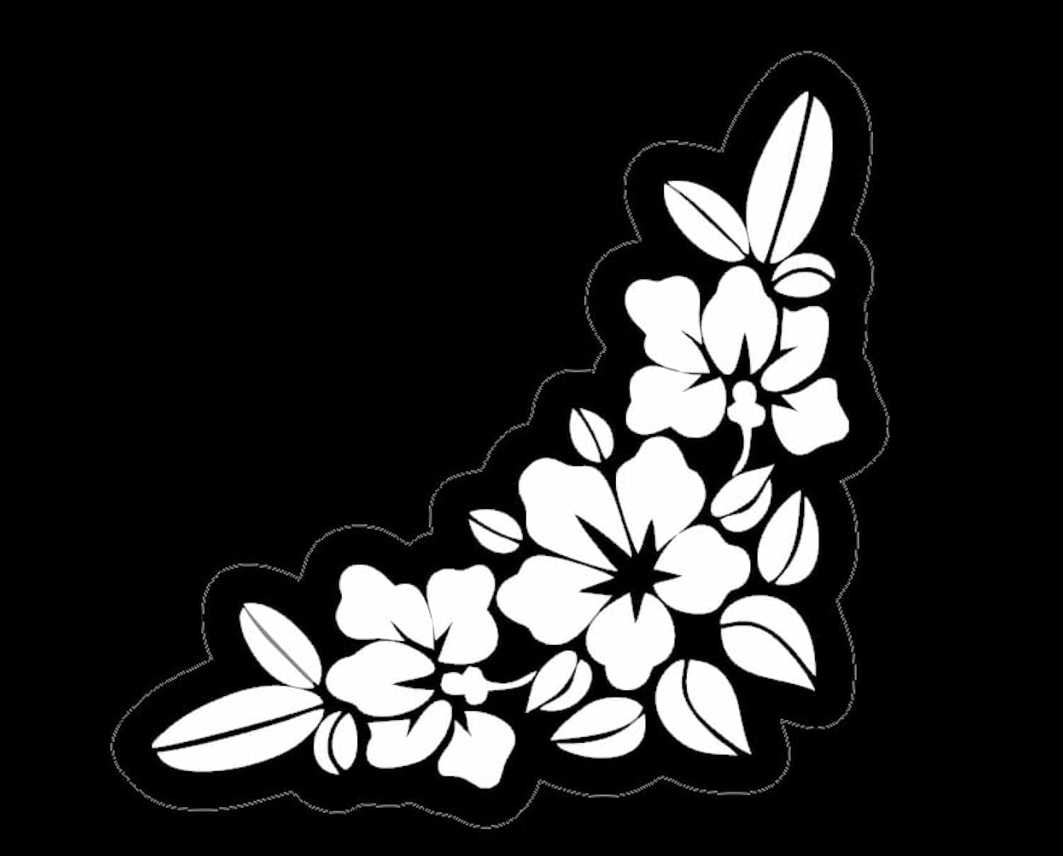 MAKTEM Hibiscus Car Sticker, Flowers Design Car Decals, White Flower Vinyl Sticker Hawaiian Flower Tropical (Only Flowers) image number 2