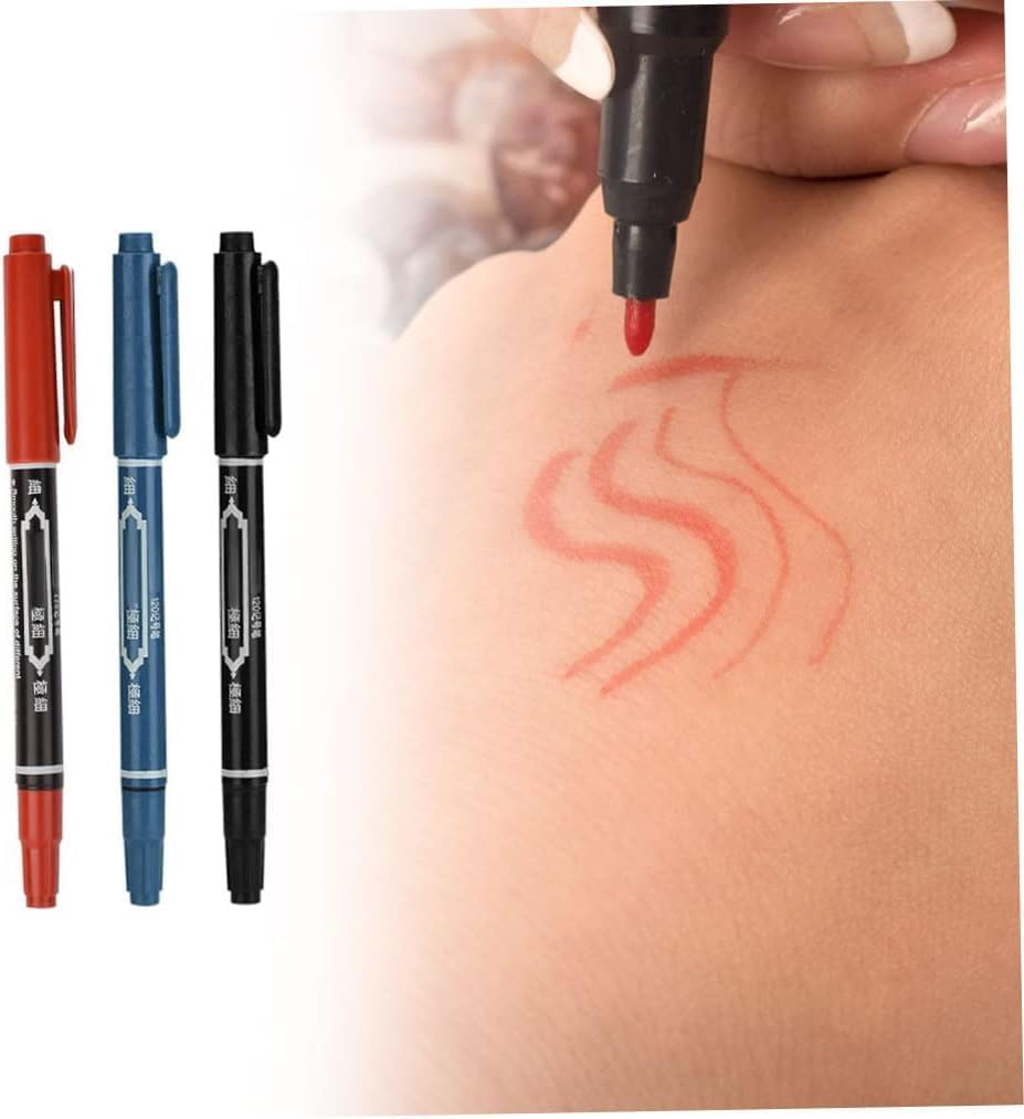 Tattoo Marker Pen Waterproof Skin Marking Pencil Fine Point Body Ink Pen Black 3PCS Temporary Tattoos image number 4