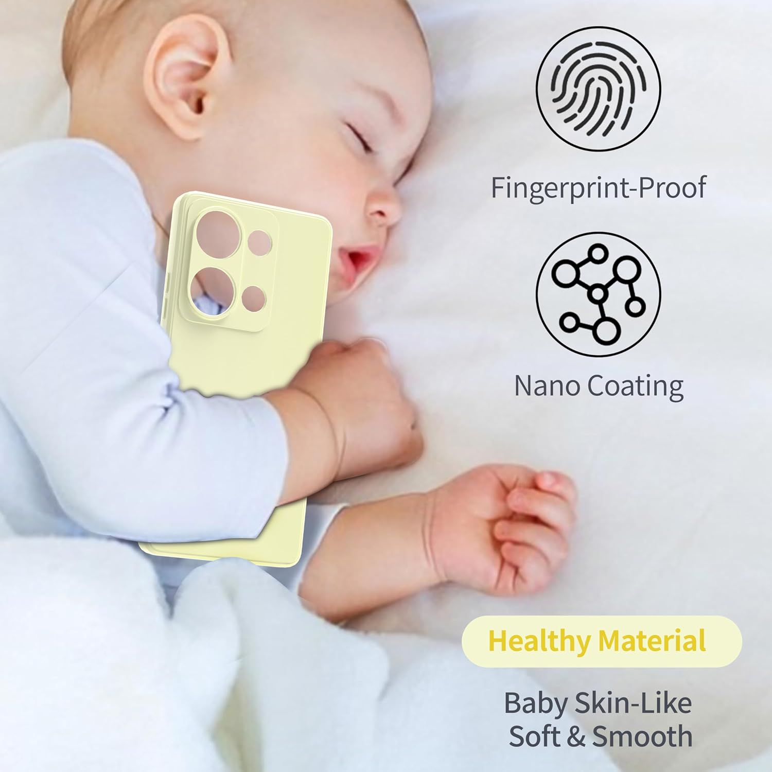 Watana Redmi Note 13 Pro 4G Case, Soft Touch Silicone Mobile Phone Case, Shockproof, Dustproof, Non-Slip Full Body Armour with Microfibre Lining for Redmi Note 13 Pro 4G, White image number 2