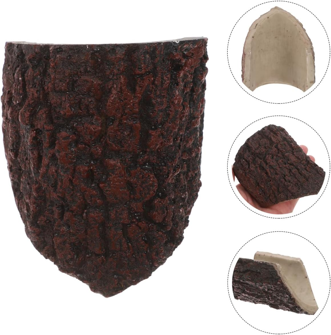 BESPORTBLE Simulated Tree Hole Hide House for Reptile Gecko and Fish - Realistic Resin Aquarium Terrarium Decor Multi-Functional Design 9 4X7 7X4 Cm image number 4