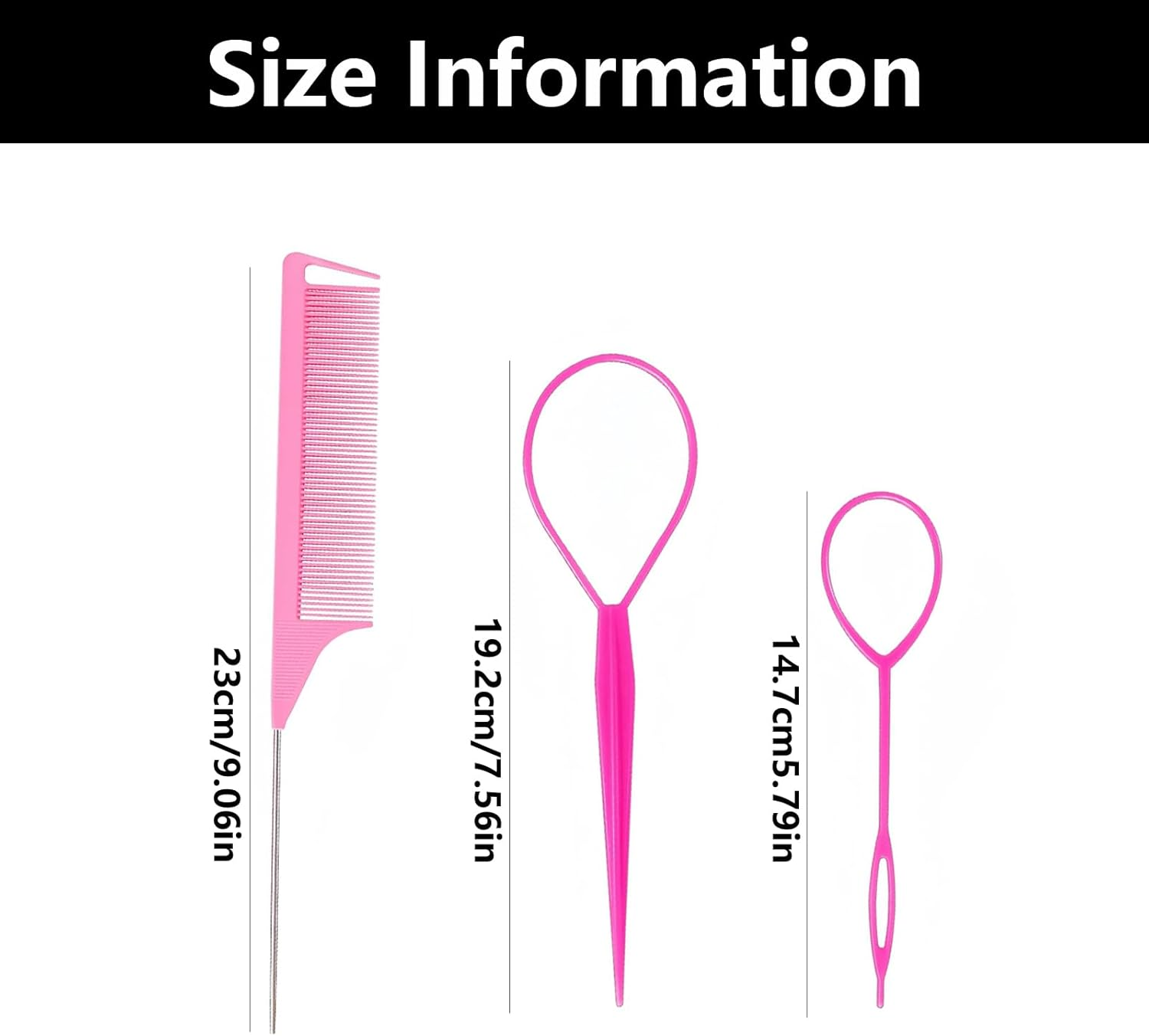 3Pcs Hair Styling Accessories, Hair Tools, Hair Loop Pull through Tool, French Plait Hair Braiding Tool, Hair Pull through Tool,French Braid Loop Tool, for Making Women and Girls Hair Style image number 4