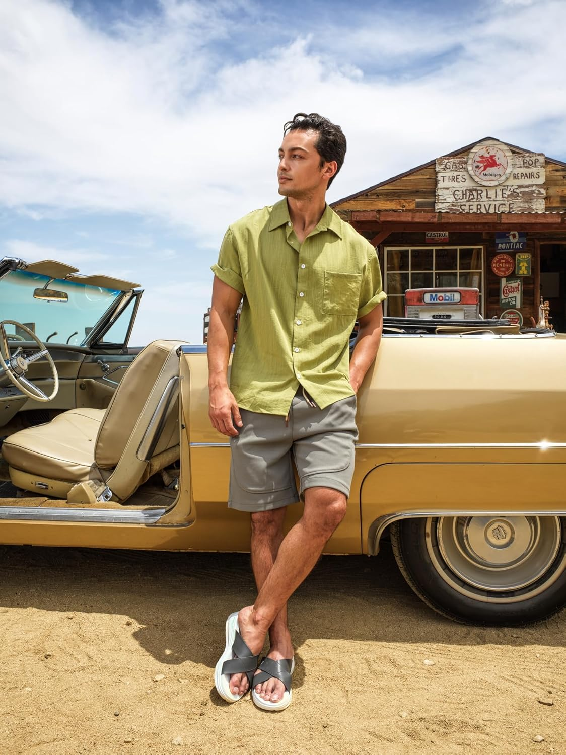 CALTO Men'S Invisible Height Increasing Elevator Shoes - Ultra Light-Weight Slip-On Comfort Sandals - 2 Inches Taller image number 1