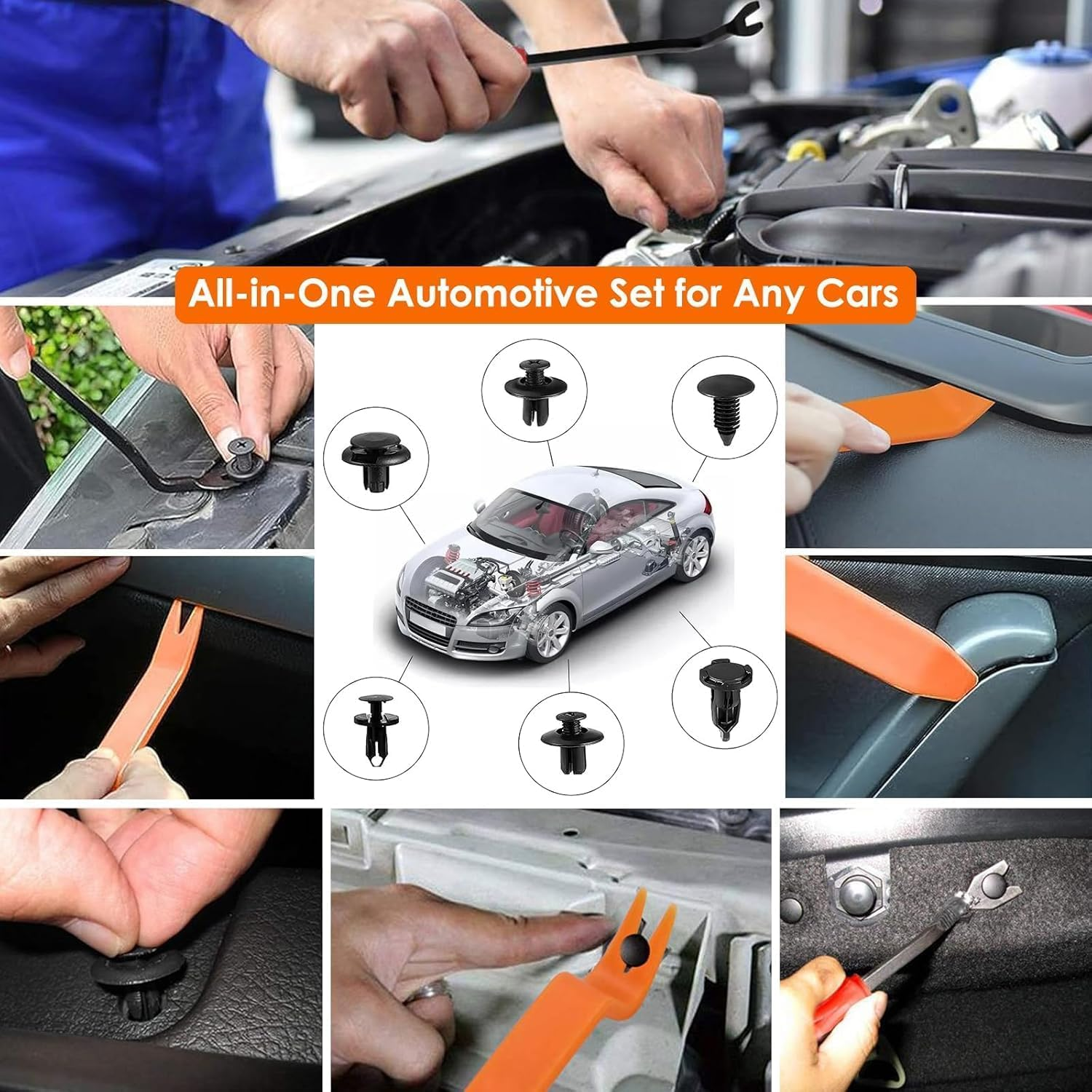 Car Fixing Clip Set, 1240PCS General Motors Tools and Equipment Tool Set, 32 Size Fastener Rivet Repair Car Clip, Decoration Removal Tool and Fastener Removal Tool image number 1
