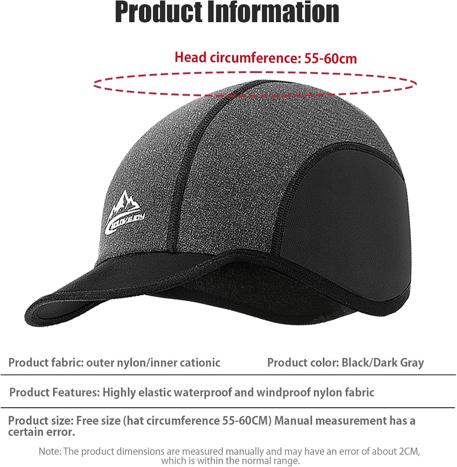 ZVCXOE Inner Hat Winter Cycling Hat Cold Protection Warm Windproof Wool Lining Helmet Inner Hat Walking Skiing Running Bicycle Men Head Circumference 71/8-71/2 Inches image number 6