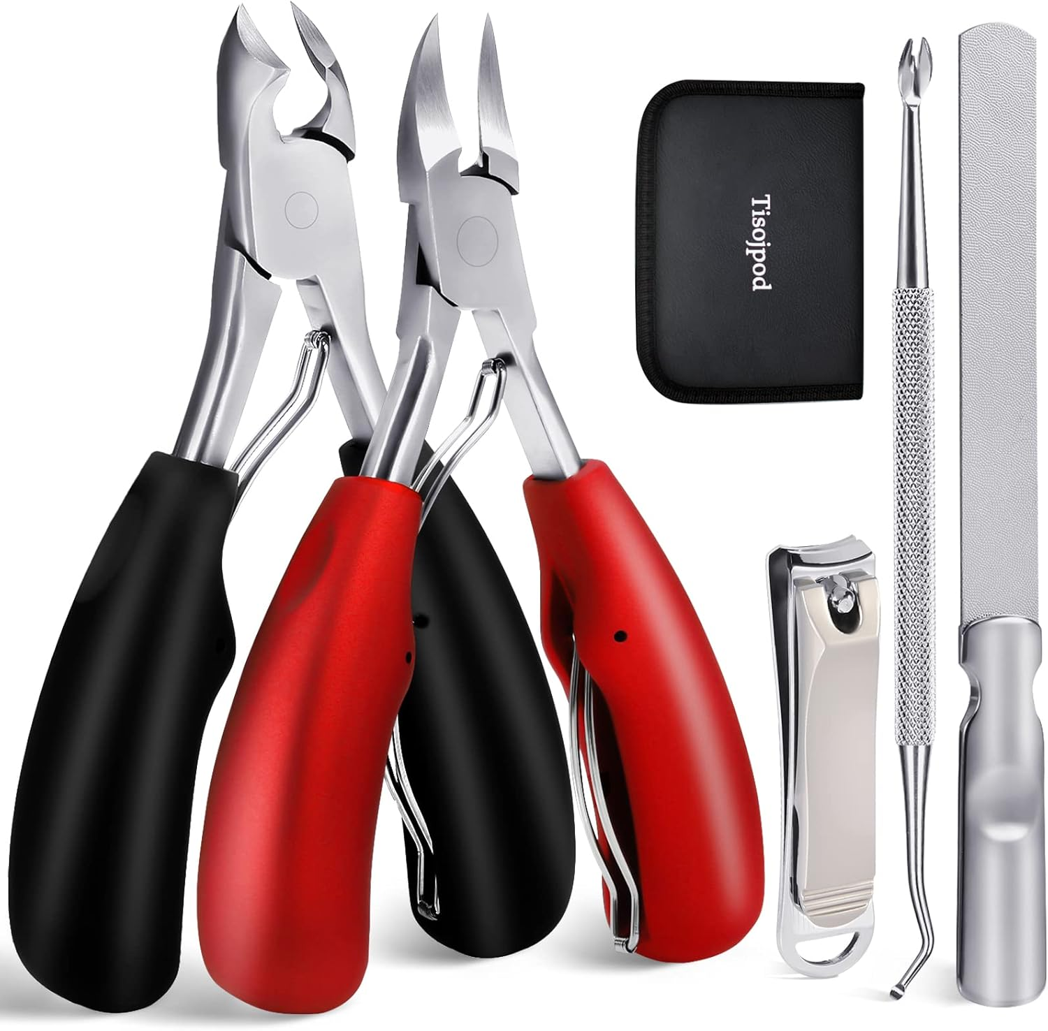 Tisojpod 5Pcs Toenail Clippers Set for Ingrown Toenail & Thick Toenails,Nail Clippers Set for Seniors Men Women,Ingrown Toenail Clippers,Professional Heavy Duty Toenail Clippers for Thick Toenails