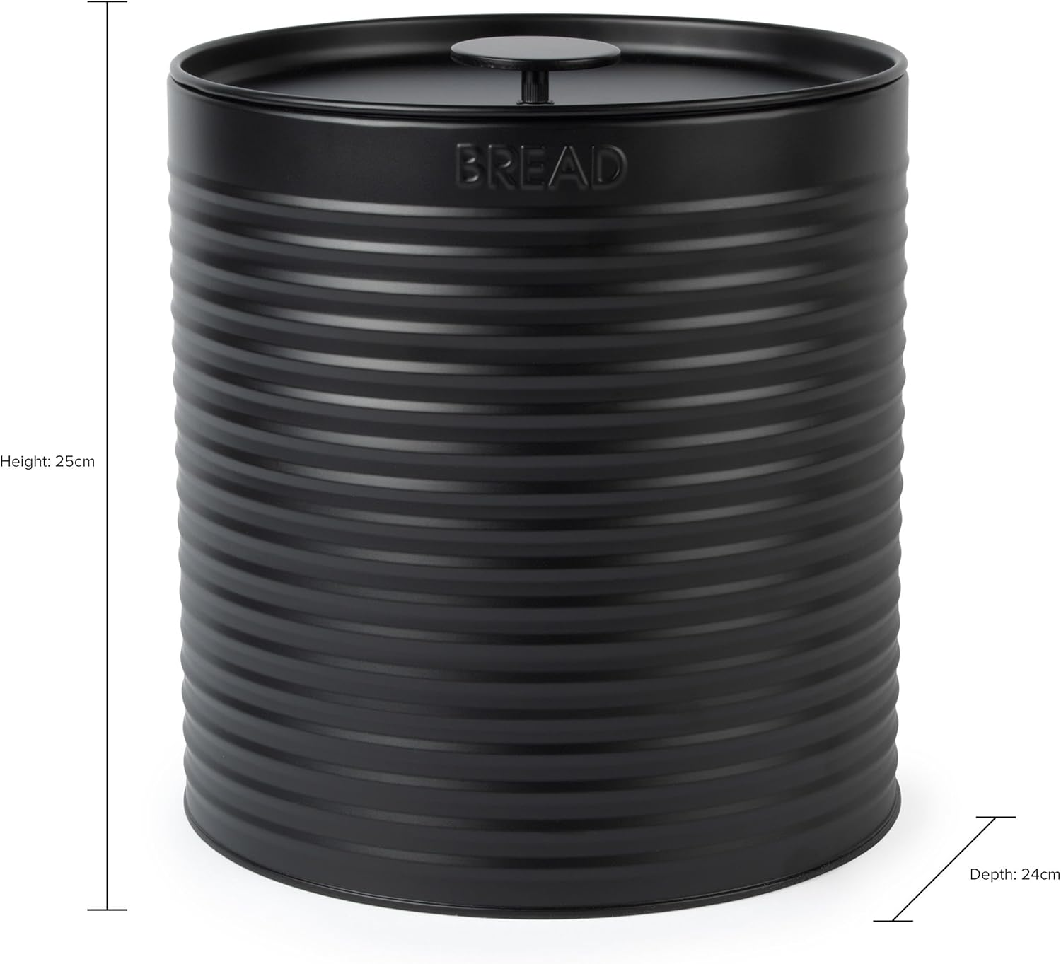 Russell Hobbs RH03269EU7 Ribbed Bread Bin &ndash; Metal Bread Box, Large Kitchen Canister, Countertop Storage/Organisation, Durable Powder-Coated Steel, Pull Top Lid, Easy to Clean, Ribbed Design, Black image number 4