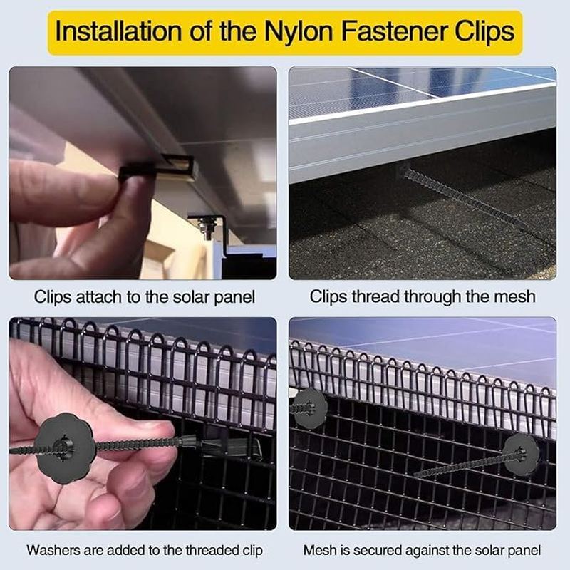Leanockesa 50 Sets Solar Panel Bird Guard Fastener Clips, Fasteners,Premium Nylon Solar Panel Clips for Attaching Wire Mesh to Solar Panels,Critter Guard Kit image number 3