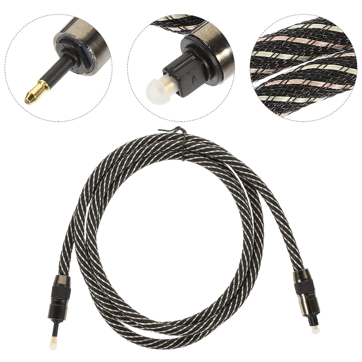 DOITOOL Optical Audio Cable 1.5M Square round Digital Fiber Audio Cable for Tv Sound Bar Home Theater image number 3
