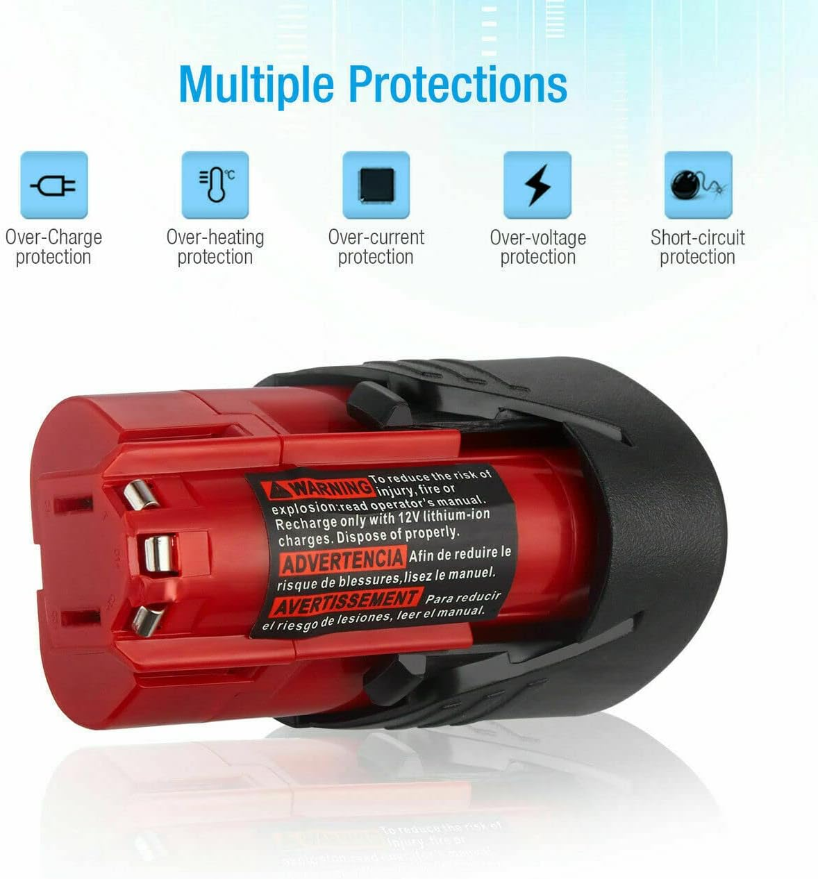 [High Capacity] Tavice 3.5Ah M12 Battery Compatible with 12V Milwaukee M12 M12B3 Lithium Cordless Battery 48-11-2401 2440 image number 5