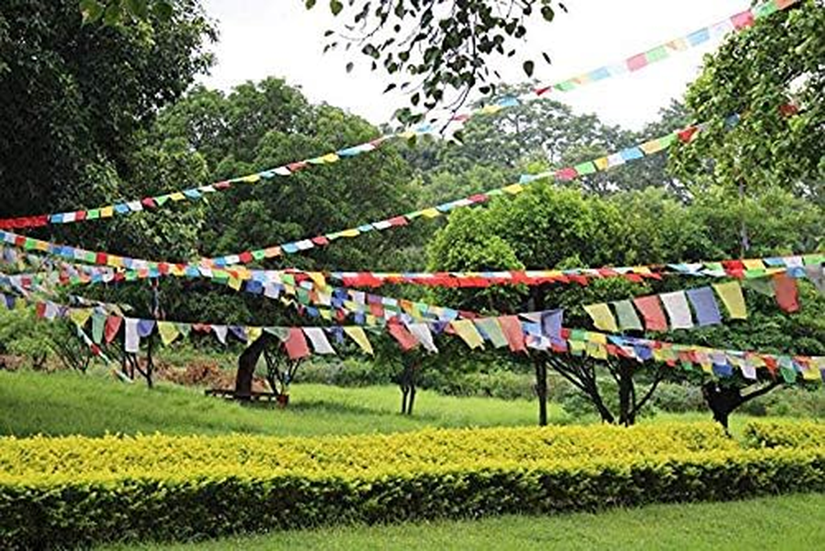 KRISMYA Tibetan Tranquil Prayer Flags-Pack of 100 (10In X 9In) Indoor Outdoor Satin Affirmation Windhorse Prayer Flags image number 5