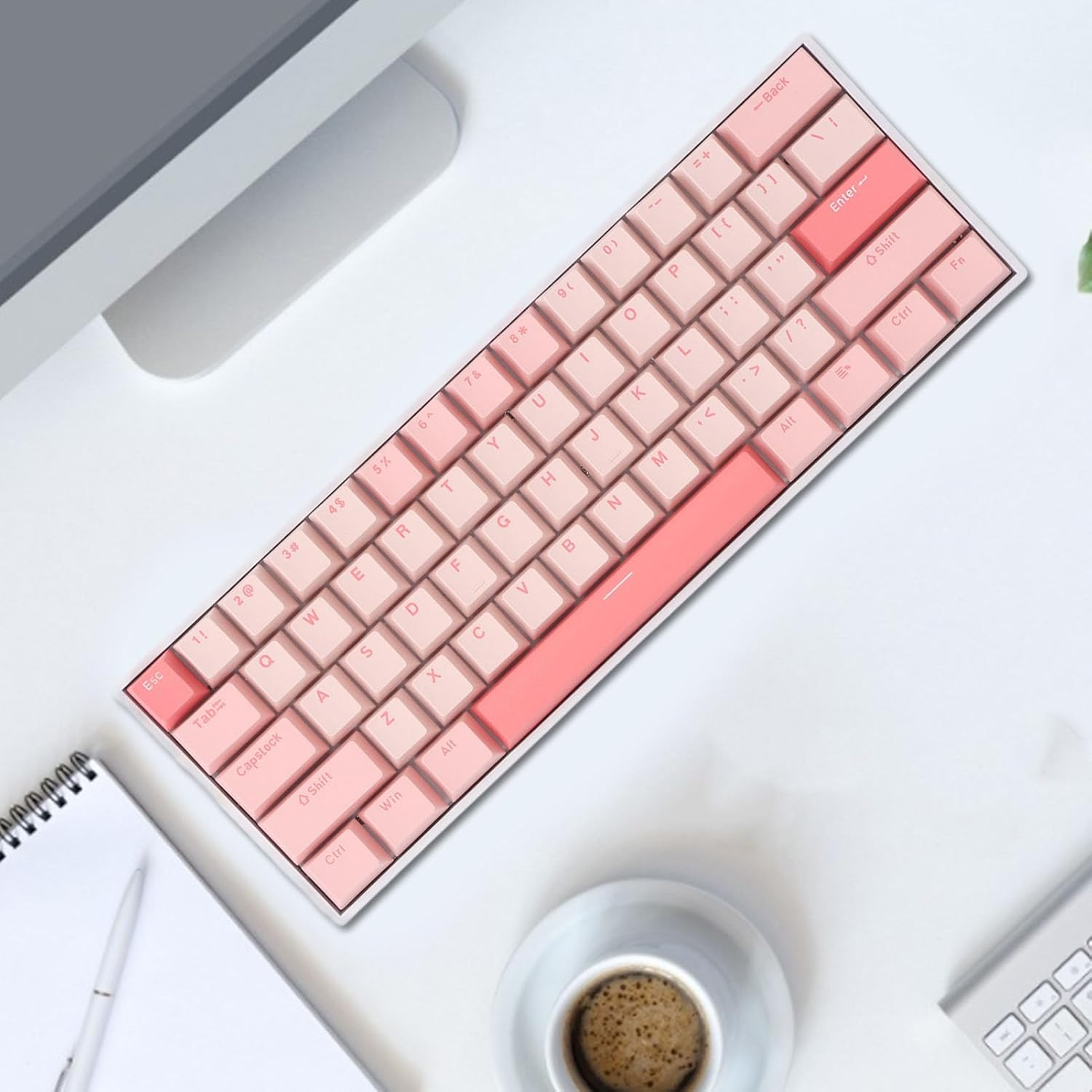 Diyeeni 61 Keys Wireless Gaming Keyboard 2.4G Bluetooth 3.0, RGB Type C Wired Mechanical Keyboard, 60% Layout Computer Keyboard, for Desktop and Laptop Computers image number 4