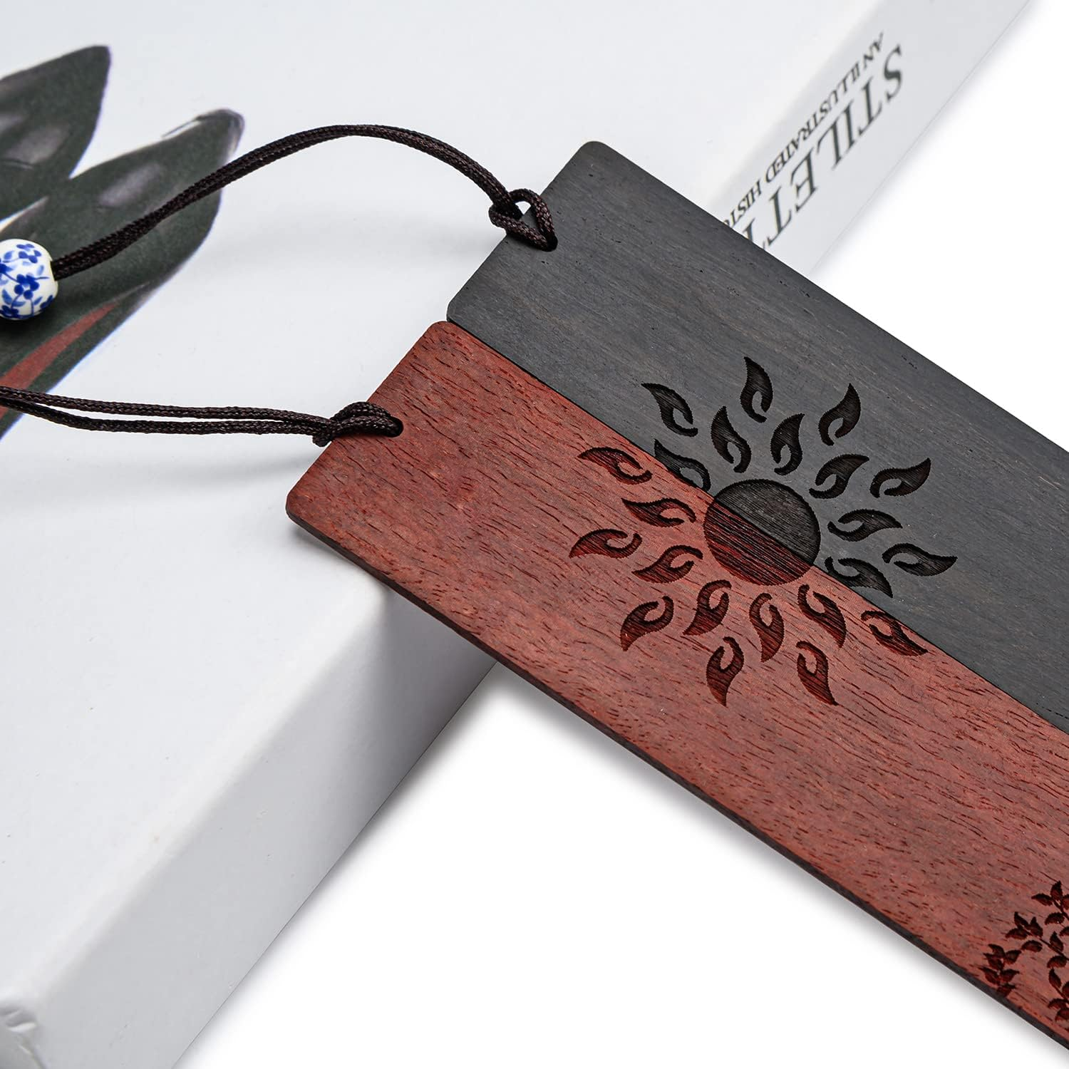 2 Pcs Wood Bookmark, Unique Bookmarks Gift for Men Women, Book Marks Accessories (Sun and Tree) image number 1