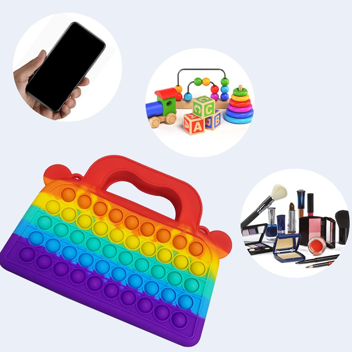 AWINNER Push Bubble Fidget Pop Handbags,Shoulder Bag for Girls and Women Relief Stress Sensory Toy image number 4