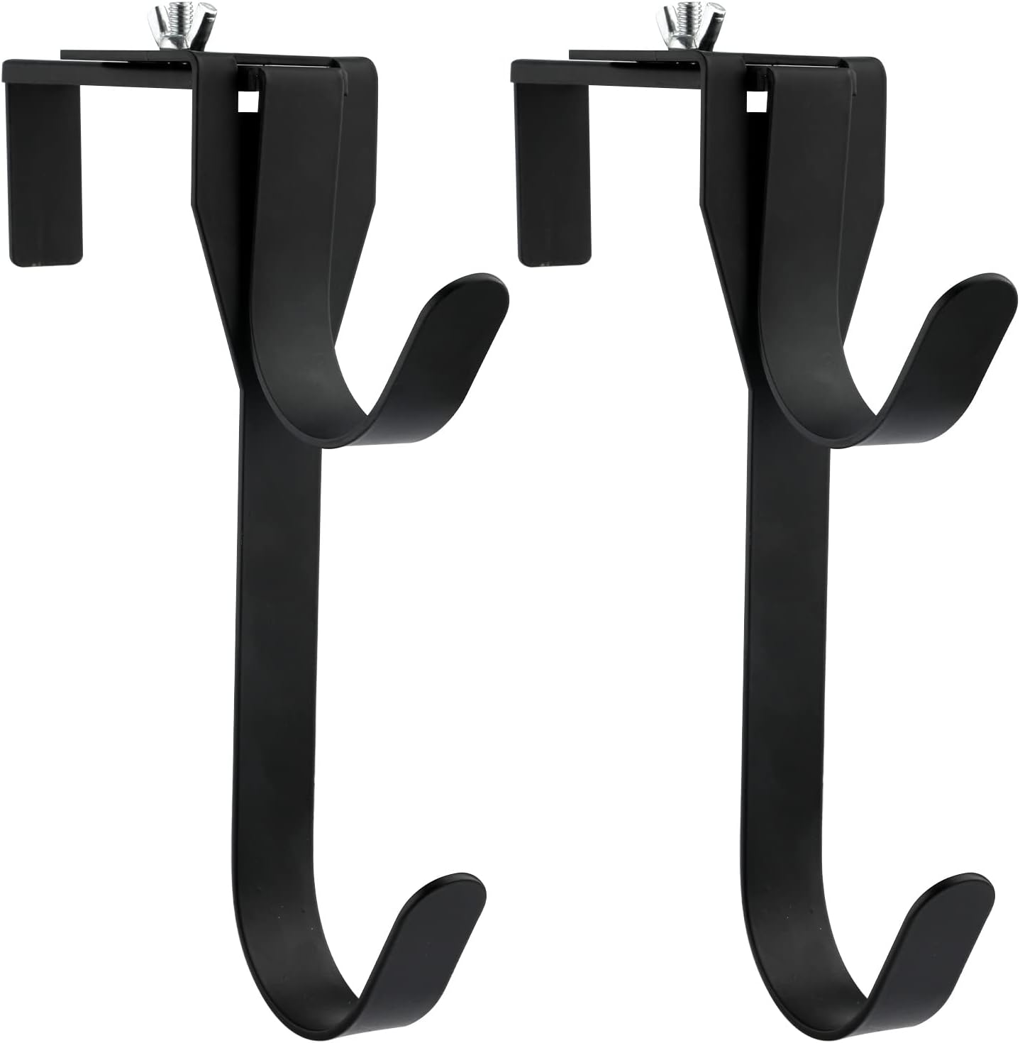 AIEX 2PCS Adjustable Pool Pole Hooks, Double Hooks for Hanging Rustproof Pool Fence Hooks Metal Pool Pole Holder Pool Tool Hooks for Wall Pool Fence(Black) image number 1