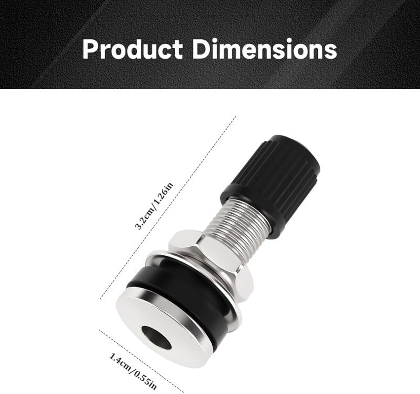 4 Pcs Universal Tubeless Tire Valve Stems with Dust Caps, Compatible with Car, Truck, Motorcycle and Bicycle Wheels