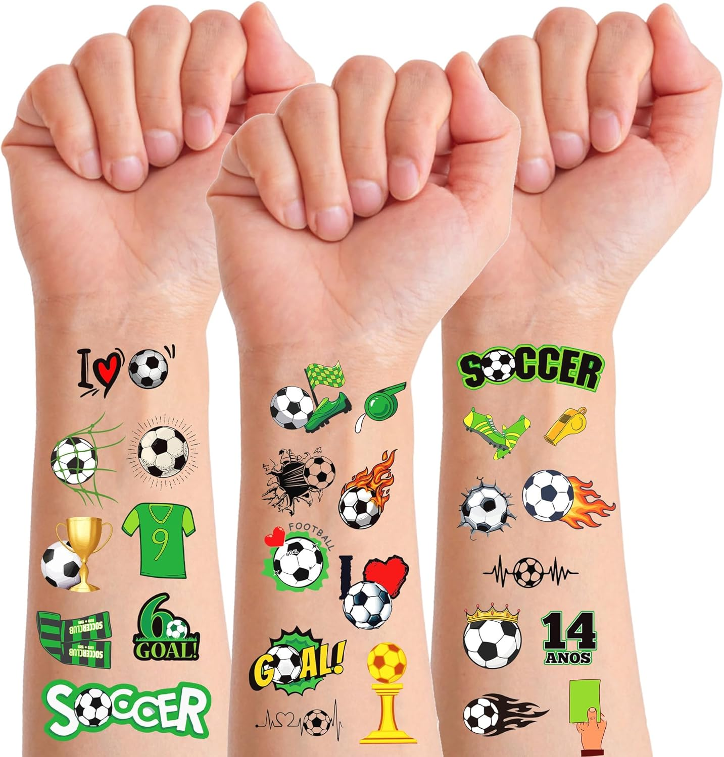 TIAMORK 10 Sheets Soccer Sport Temporary Tattoos &ndash; Sports Theme Birthday Party Favors & Decorations, Fun Football Stickers for Kids Boys Girls, Classroom Gifts & School Rewards image number 6