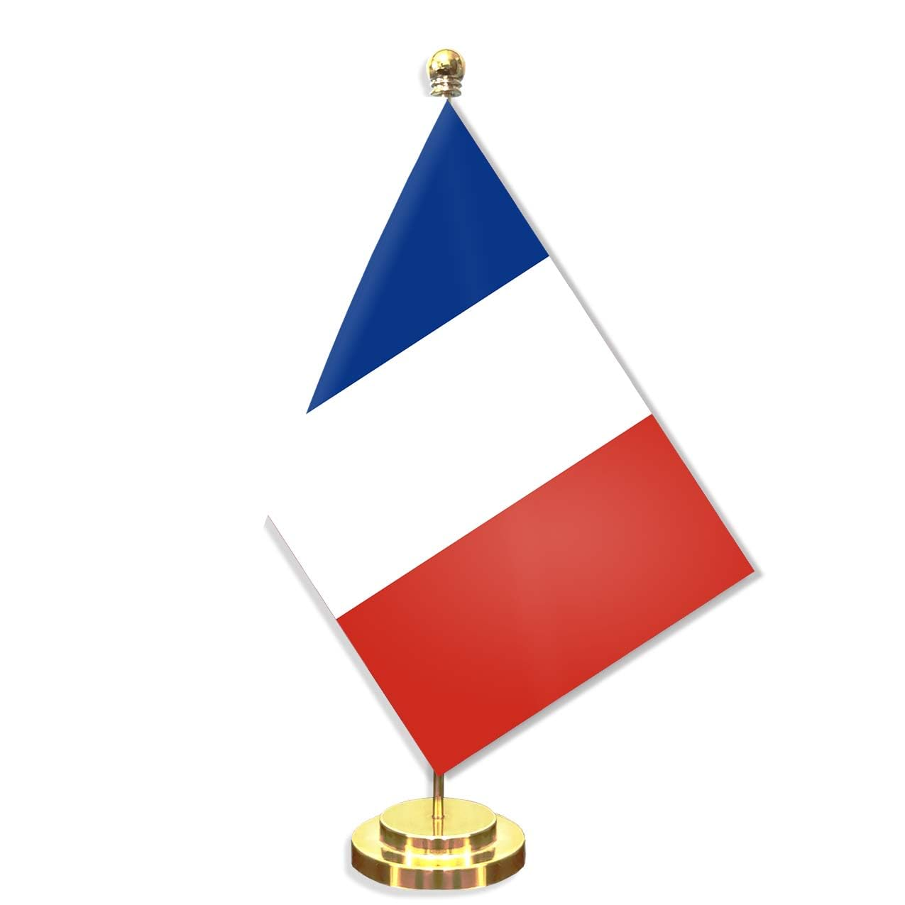 France Desk Small Flag Set,5&times;8 Inch Mini French Desktop Banner,12" Metal Solid Pole Decor,Tiny Digital Printed Polyester Banner with Golden Base image number 1