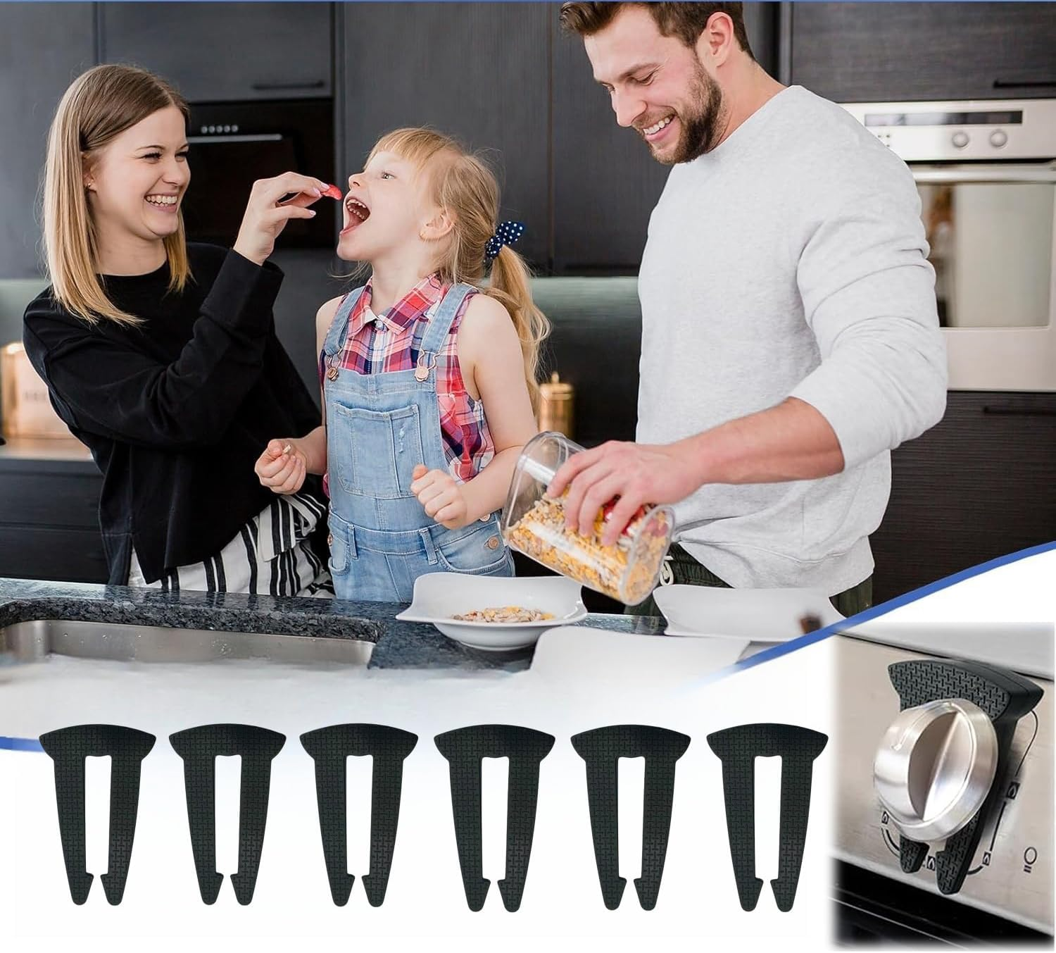 WEZCHUGHAOL 6 Pack Gas Stove Knob Locks - Durable Child & Pet Safety Guards, Baby Proof Knob Covers Prevent Accidental Turning On, Universal Fit for Most Stove Knobs image number 3