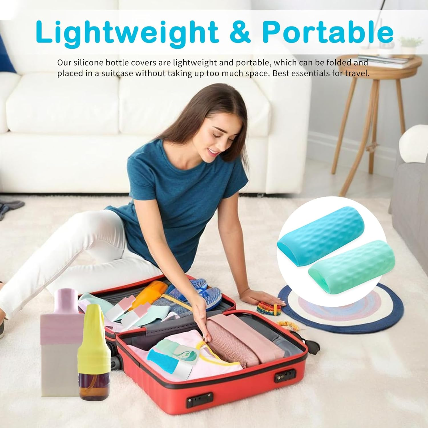 10Pcs Silicone Bottle Covers, Silicone Elastic Sleeves for Travel Cruise Ship Essentials Travel Size Toiletries Leak Proof Sleeves for Most Travel Bottle (5 Colors)