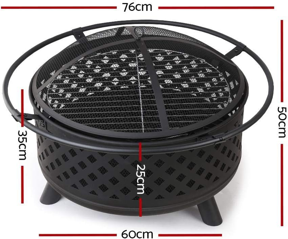 Grillz 30 Inch Portable Outdoor Fire Pit and BBQ - Black image number 6