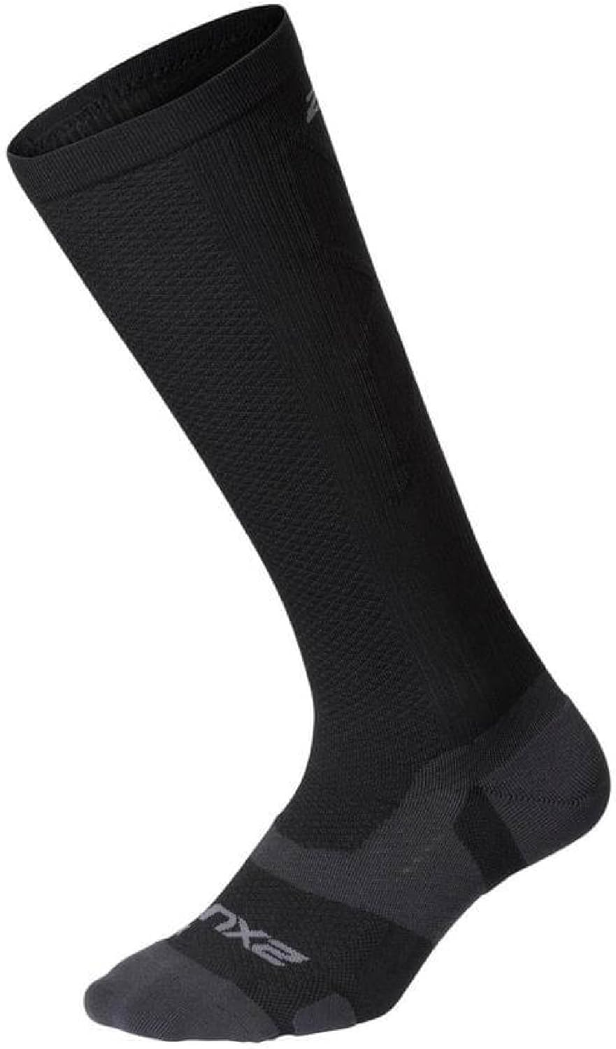 2XU Unisex Vectr Full Length Sock - Performance Compression Socks for Enhanced Comfort and Support - Black/Titanium - Size Large 1 (Men'S US Size 9-12, Women'S US Size 10-13)