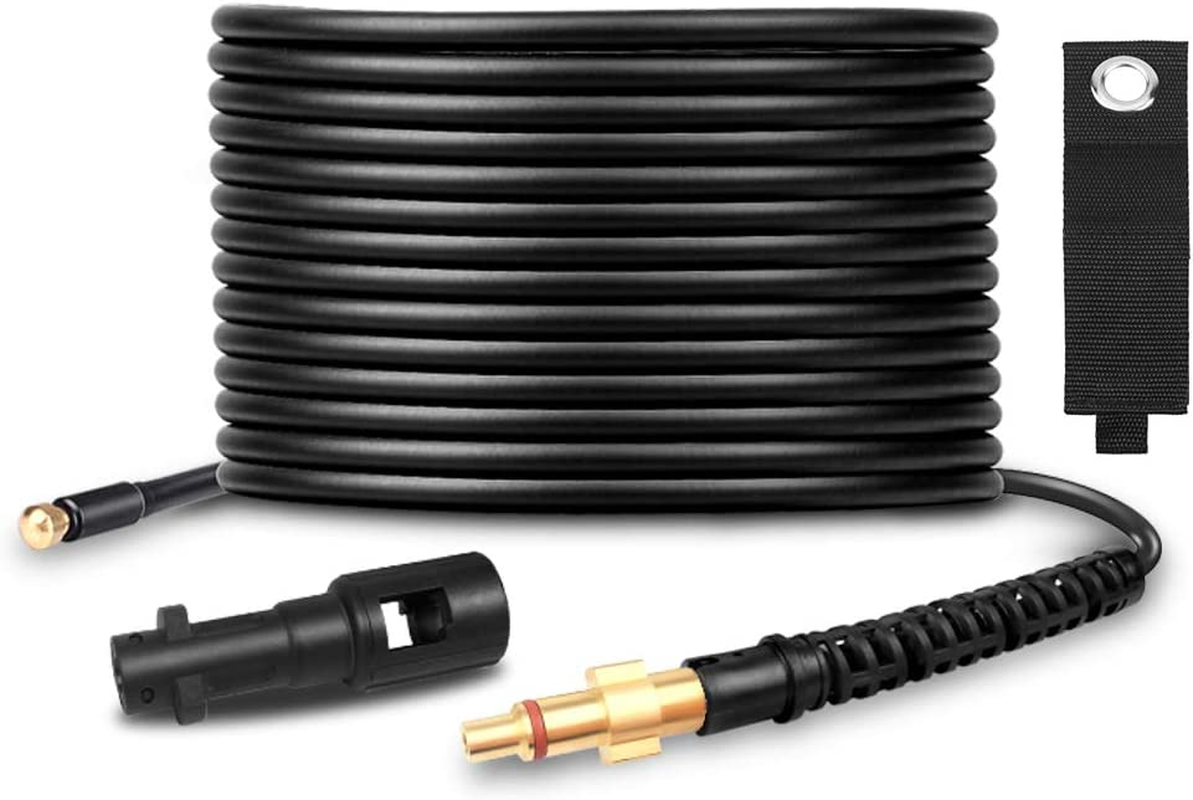 Qooltek Professional High Pressure Drain Pipe 15M/50FT, Drain and Pipe Cleaning Hose Kit with Adapter for Karcher K-Series and Lavor image number 4