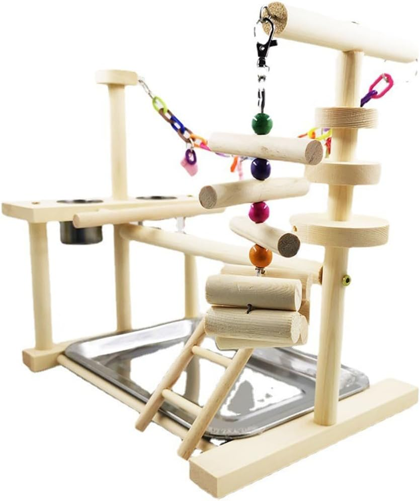 HPAMR Bird Playground, Bird Perches Stand, Parrot Climbing Frame Stand, Birds Interactive Playground, Easy Assembly Includes Colorful Toys and Perch for Parakeets Conures Cockatoos and Finches image number 2