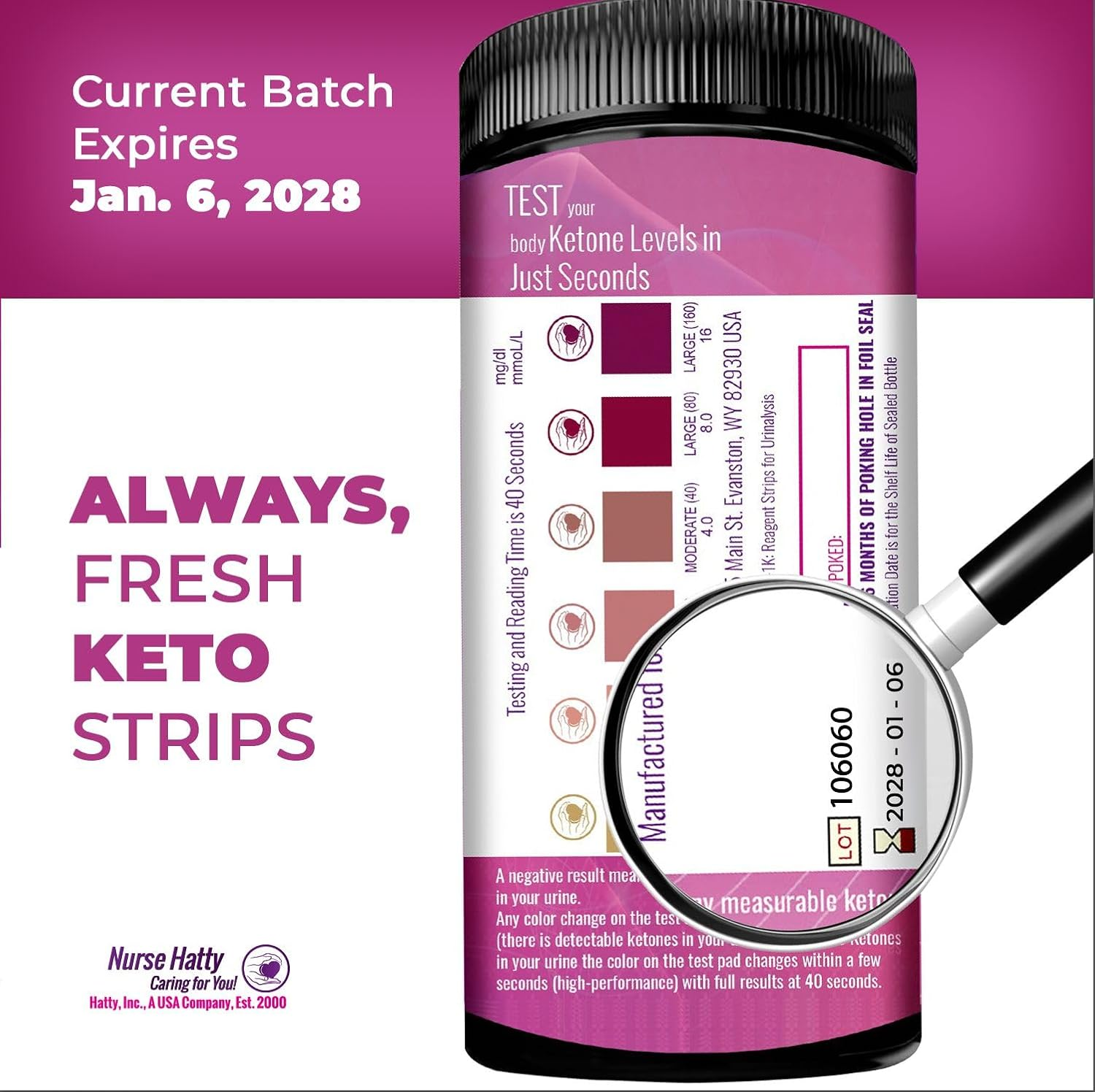 Nurse Hatty - Ketone Strips - Made in U.S.A. - High Performance Keto Test Strips Perfect for Ketogenic, Low Carb, Atkins & Paleo Diets + Free 38Pg. Ebook Education (100Ct. + 50 Free) image number 6