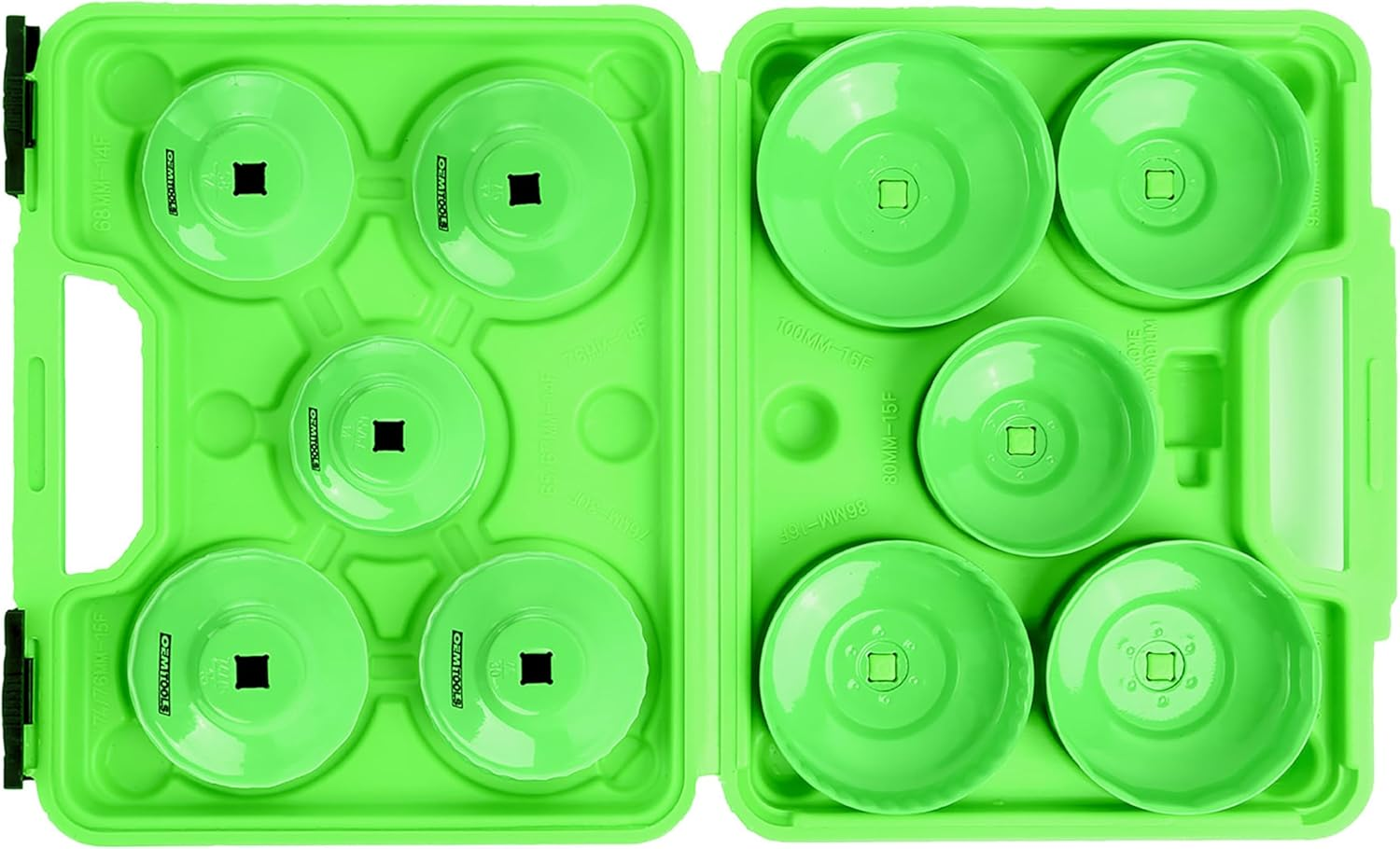 OEMTOOLS 87151 10 Piece Metric Cap Wrench Set, Green Filter Cap Oil Filter Wrench, Oil Filter Wrench Set, Oil Filter Removal, Oil Filter Socket Set image number 2
