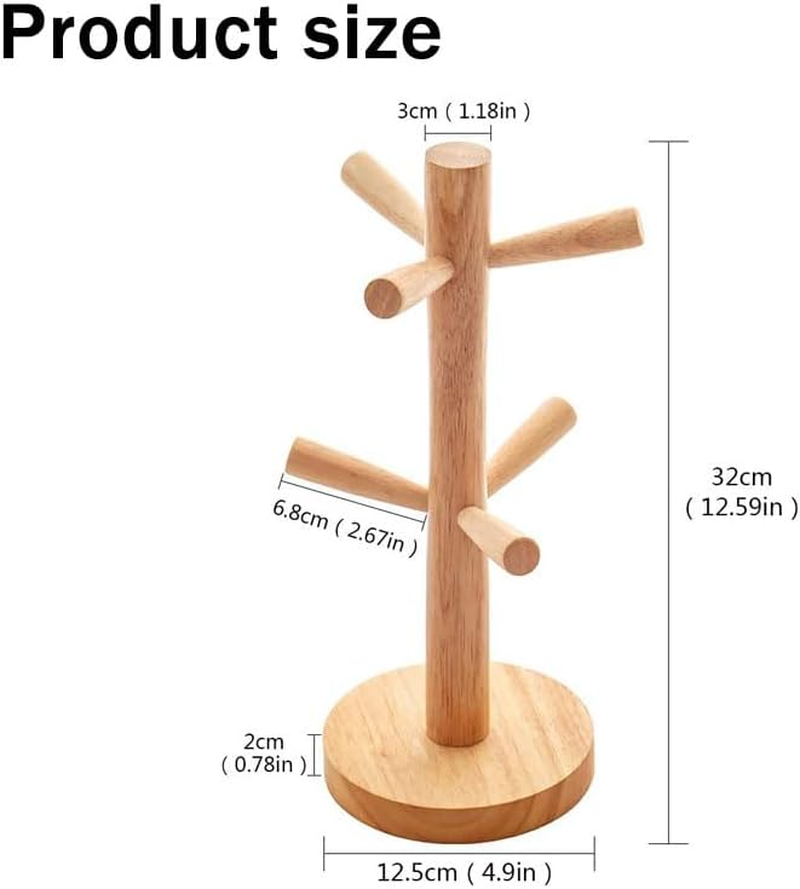 Mug Tree Holder，Mug Rack Tabletop Holder，Cup Holder Storage Organizer，Kitchen Display Stand，Cup Mug Wood Hooks，Accessory Holder image number 1