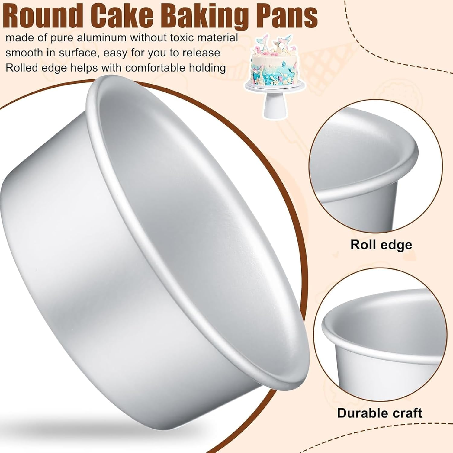 Goyuhome 8Pcs Aluminum Nonstick Baking Moulds Set for Cake Pops, Pudding, Cupcakes & Muffins Reusable round Bakeware image number 5