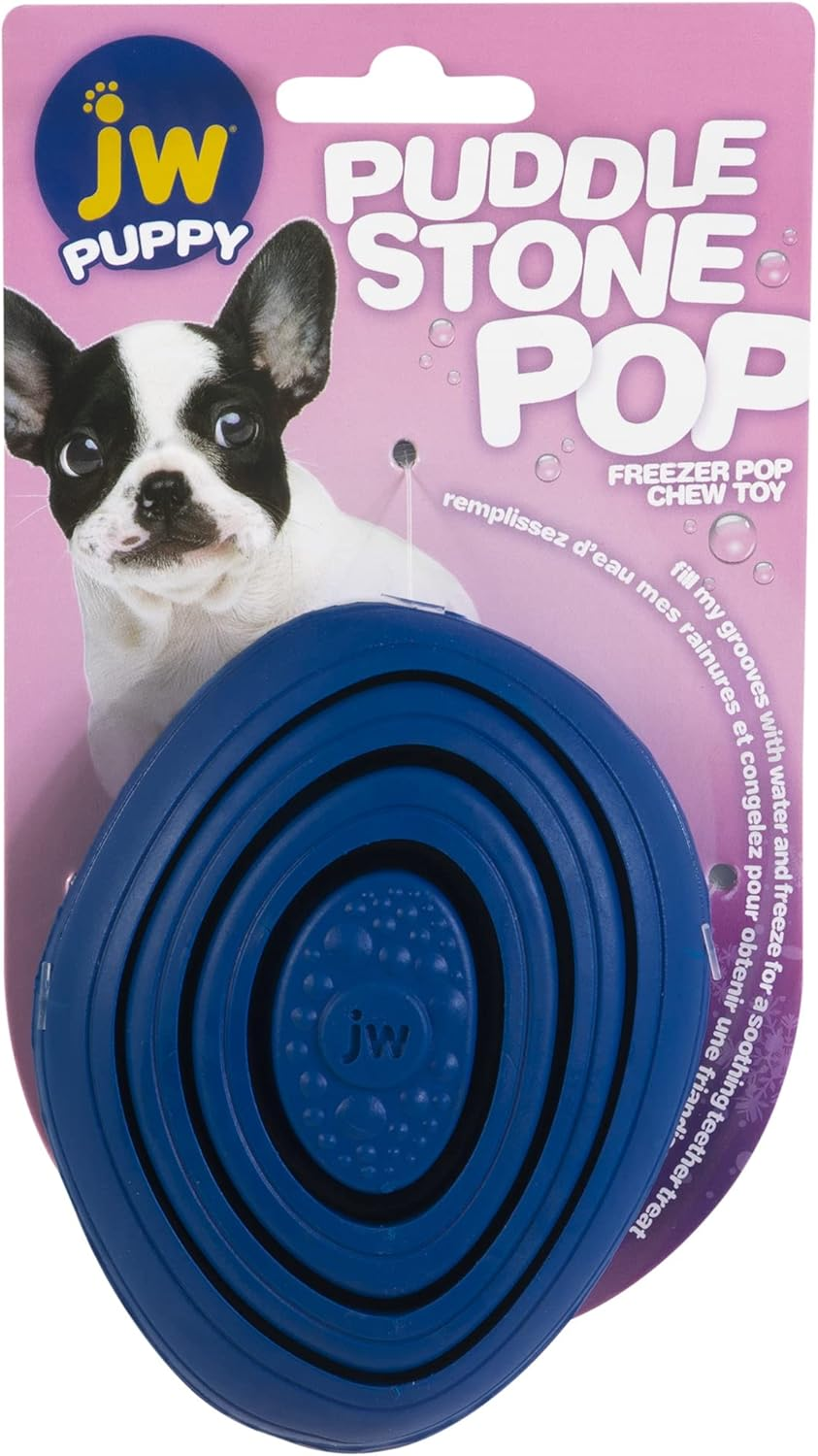 JW Puddle Stone POP Small Dog and Puppy Teether Toy, BPA Free, Blue image number 3