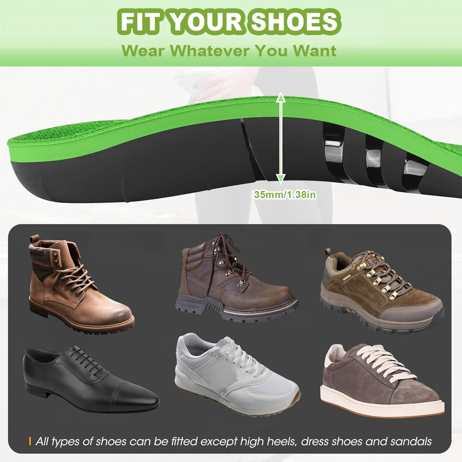 NHEWMAS Plantar Fasciitis Insoles for Men Women, Arch Support Pain Relief Orthotics, Flat Feet Orthotic Insert, Work Boot Insoles for Standing All Day (L: EU 43-46) image number 6