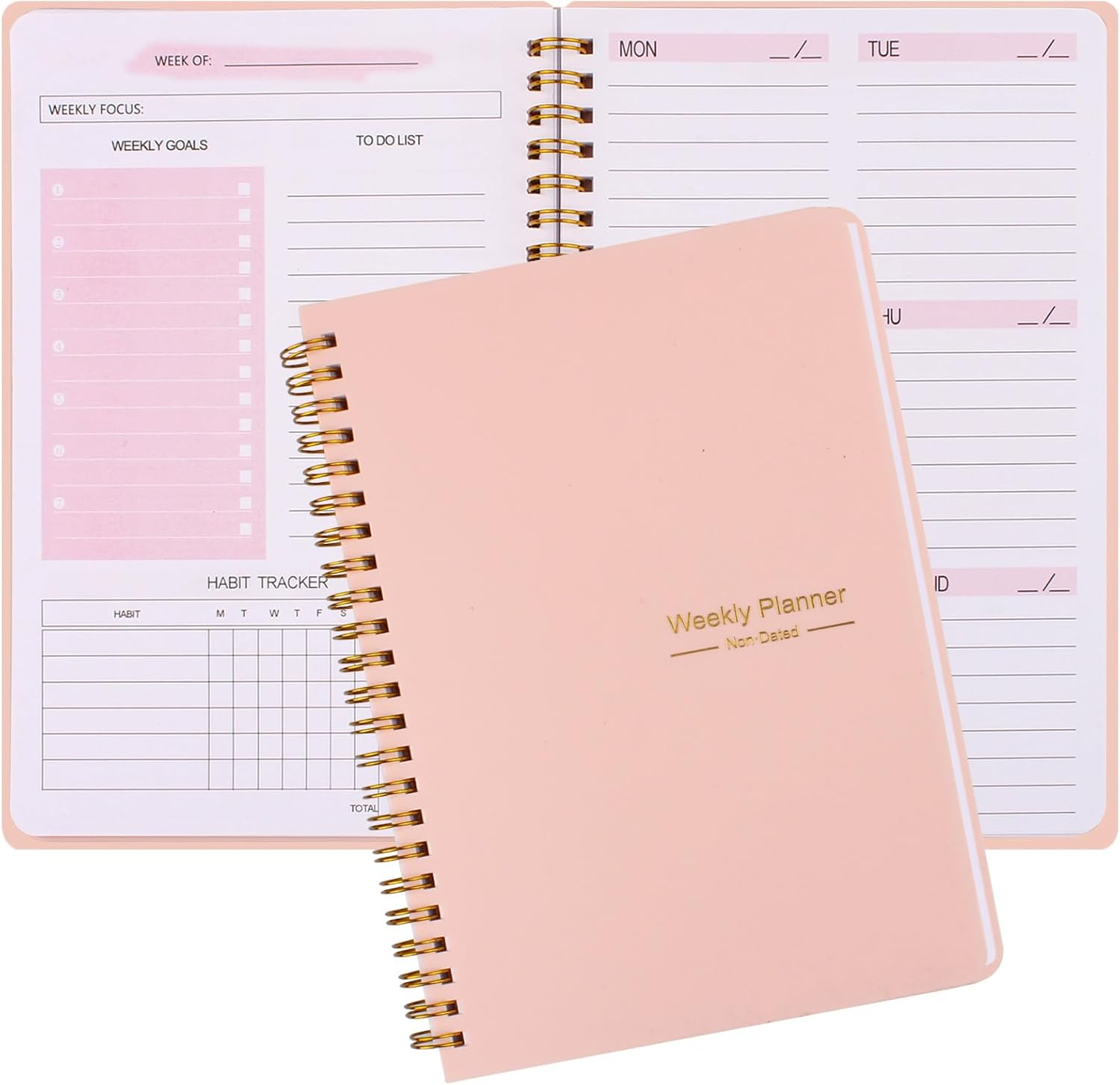 COZY CORE Undated Weekly Planner Monthly Planner,A5 to Do List Planner Spiral Notebook with Habit Tracker, Budget Organizer, Expense Tracker, Goal Setting, 5.7 X 8.0 Inches