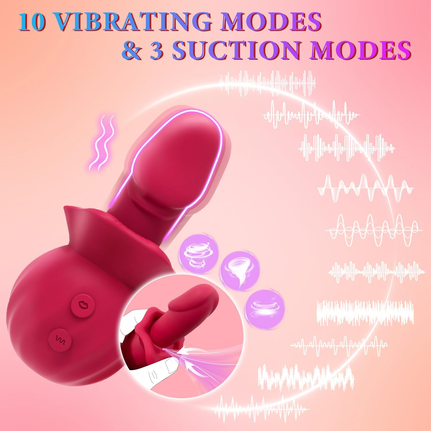 2024 Newest Rose Waterproof Silicone Toy, Rose Red Toys Relaxing Toy for Couple Women Men Adult image number 4