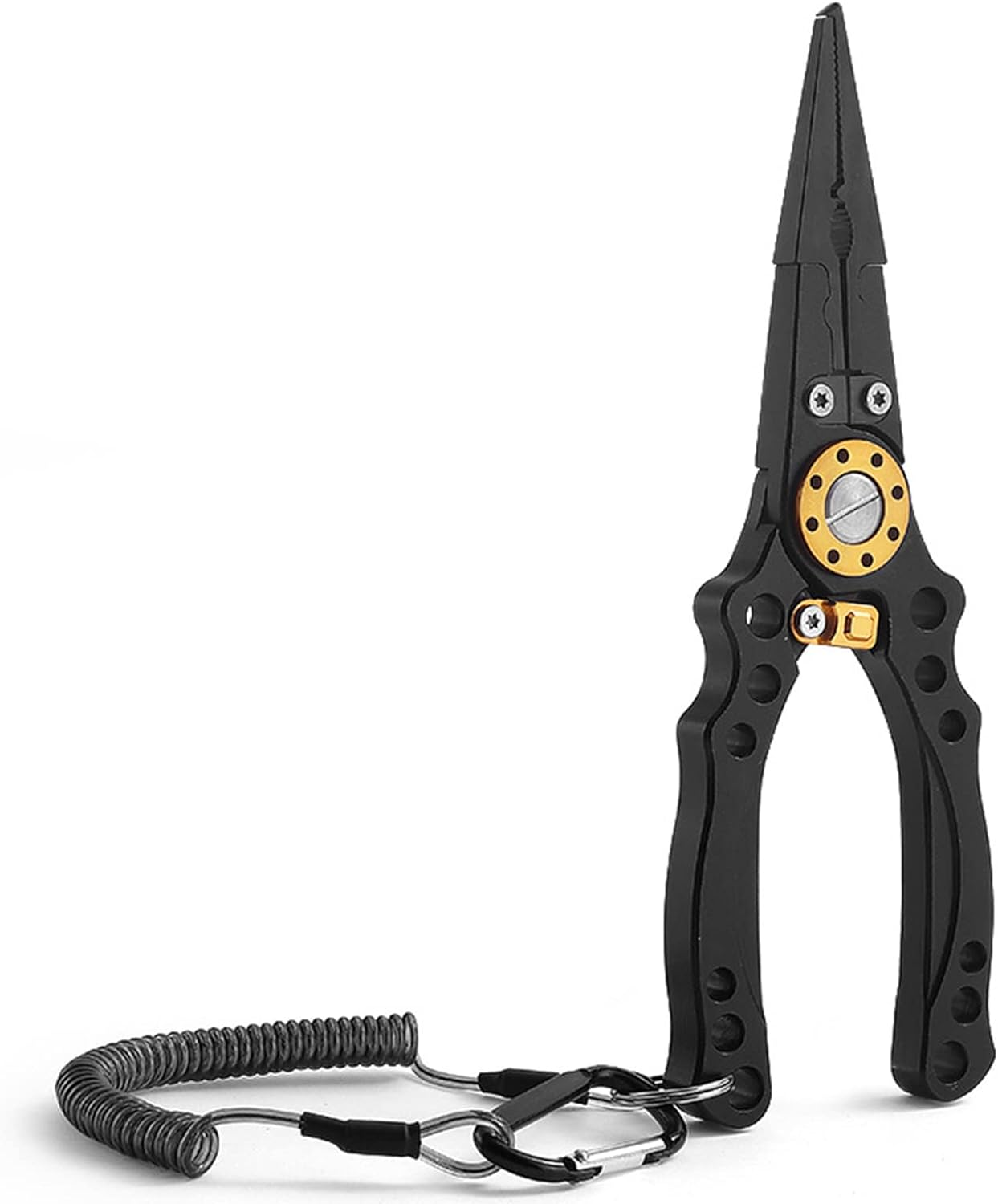 Aluminum Fishing Pliers Saltwater, Surf Fishing Tackle Kit, Fishing Multitool Hook Remover Braided Fishing Line Cutting and Split Ring with Coiled Lanyard and Sheath