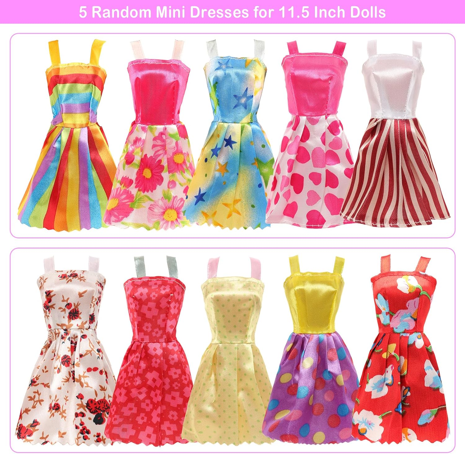 Barwa 12 Set Dresses Party Gown Sequin Fashion Dresses with 10 Shoes 9 Dressing up Accessories Clothes for 11.5 Inch Girl Doll image number 5