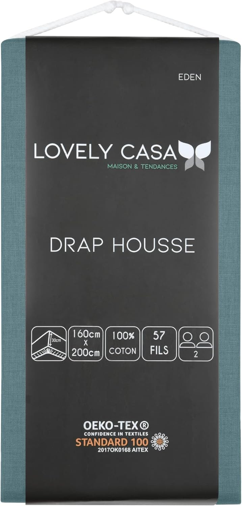 STOF - Fitted Sheet - Size 160 X 200 Cm - Large 30 Cm - 100% Oeko-Tex Certified Cotton - Eucalyptus - Eden Model - Bed Linen for the Home - Soft and Comfortable for a Cosy Nest