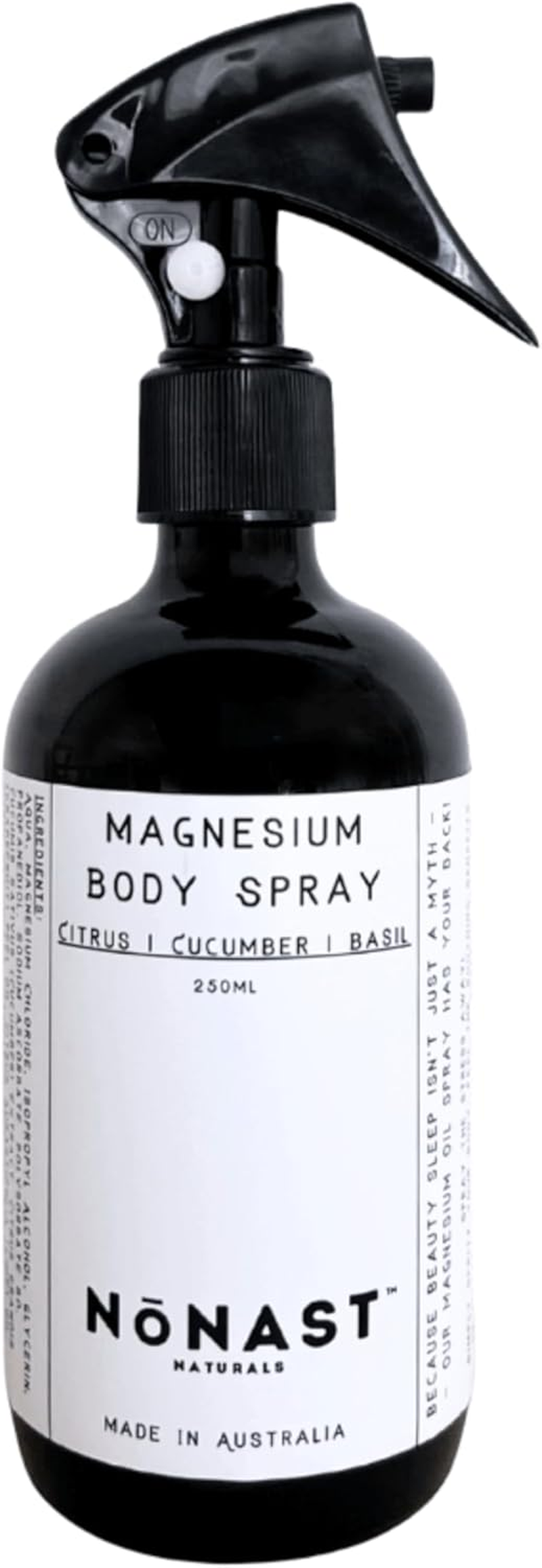NONAST Magnesium Body Spray 250 Ml &ndash; Citrus Cucumber Basil | Fast-Absorbing Magnesium Oil for Relaxation & Muscle Recovery image number 2