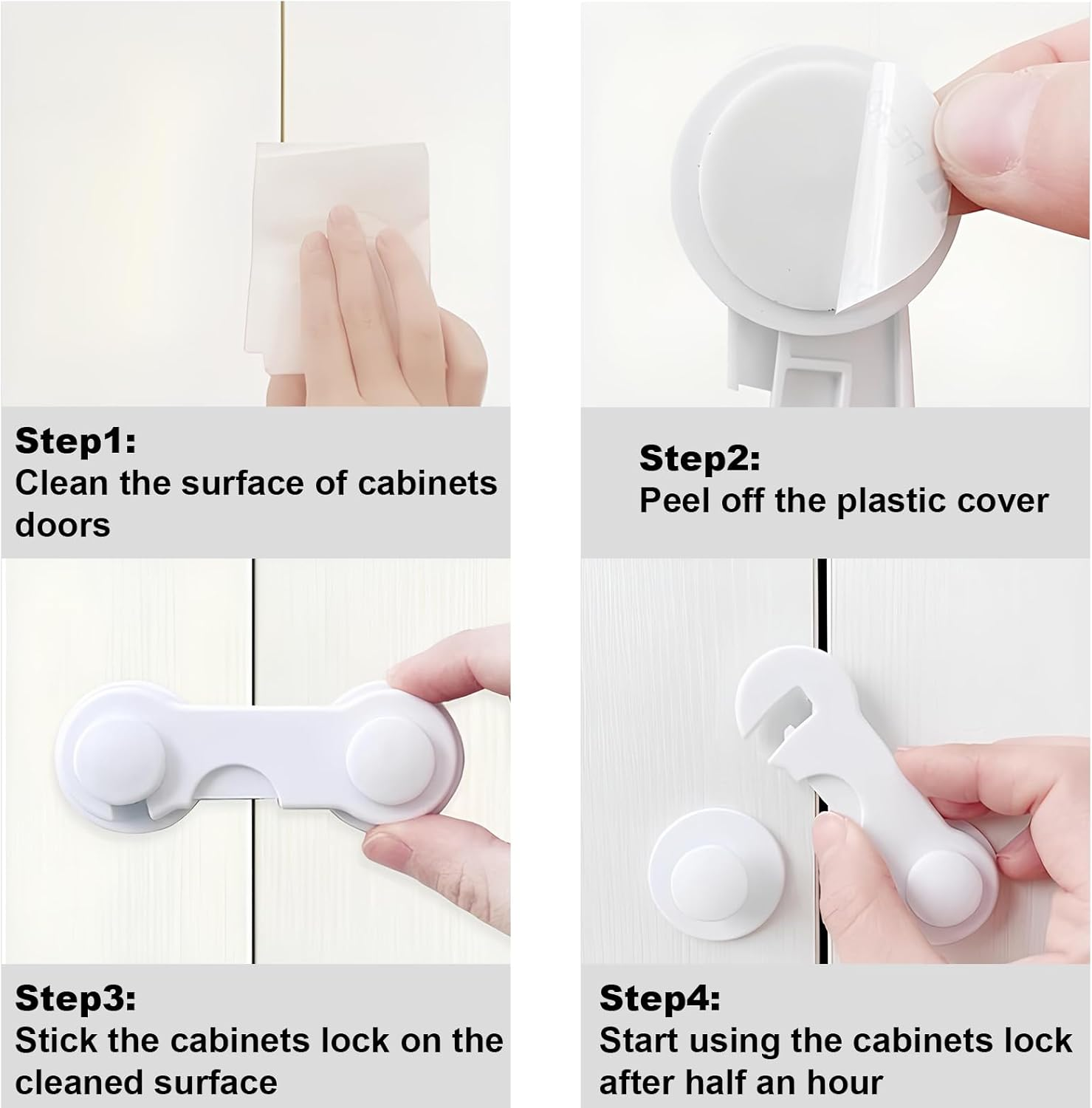 Child Safety Cabinet Locks 8 Pack Cabinet Door Locks with Adhesive for Baby Proof Childproof Safety Locks for Drawer Cupboards Fridge Closet and Pantry