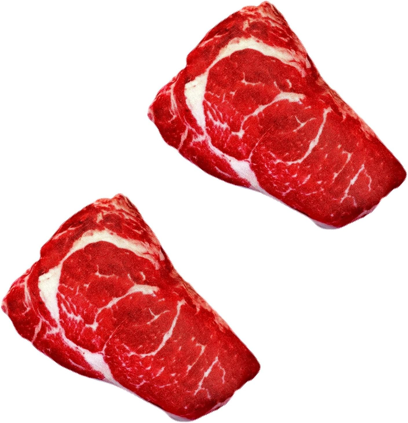 Clockjuan 2Pcs Realistic Food Steak Plush Dog Squeaky Toy, Soft Food Shape Pet Chew Toy for Small Medium Dogs and Non-Aggressive Chewers, Puppy Teeth Clean Chew Toys image number 5