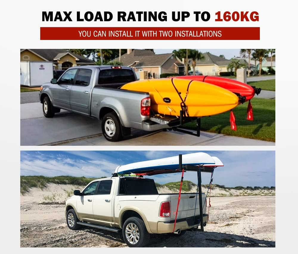 SAN HIMA Truck Bed Hitch Extender with Anti-Rattle Stabilizer Adjustable Width 700-1060MM, 160KG Max Load Fits 50MM/2" Standard Tow Bar Receivers for Ladder, Rack, Canoe, Kayak, Long Pipes and Lumber image number 2