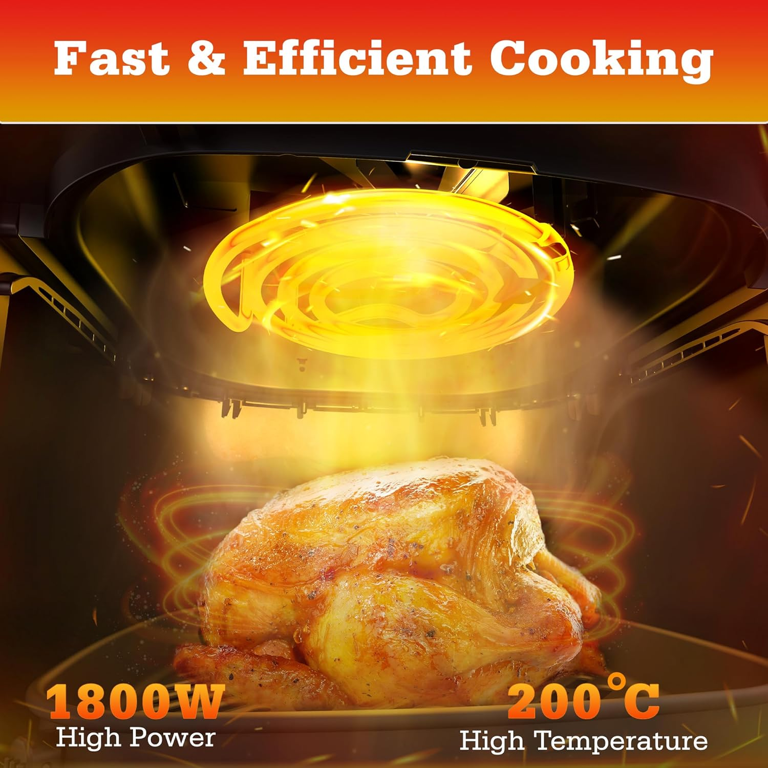 AUSPURE Air Fryer 7L Premium Digital, X Cyclone Technology with 10 Cooking Functions, Touch Screen Display, Bake, Timer, Preheat, Keep Warm, Auto Shutoff and See-Through Basket, Black image number 4