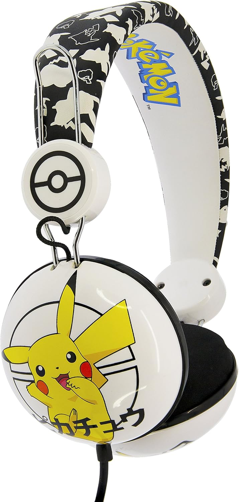 OTL Technologies Tween Kids Pokemon Pikachu Headphones (Foldable, Padded Headphones, Colourful Comic Design, for Boys and Girls) White/Black image number 5