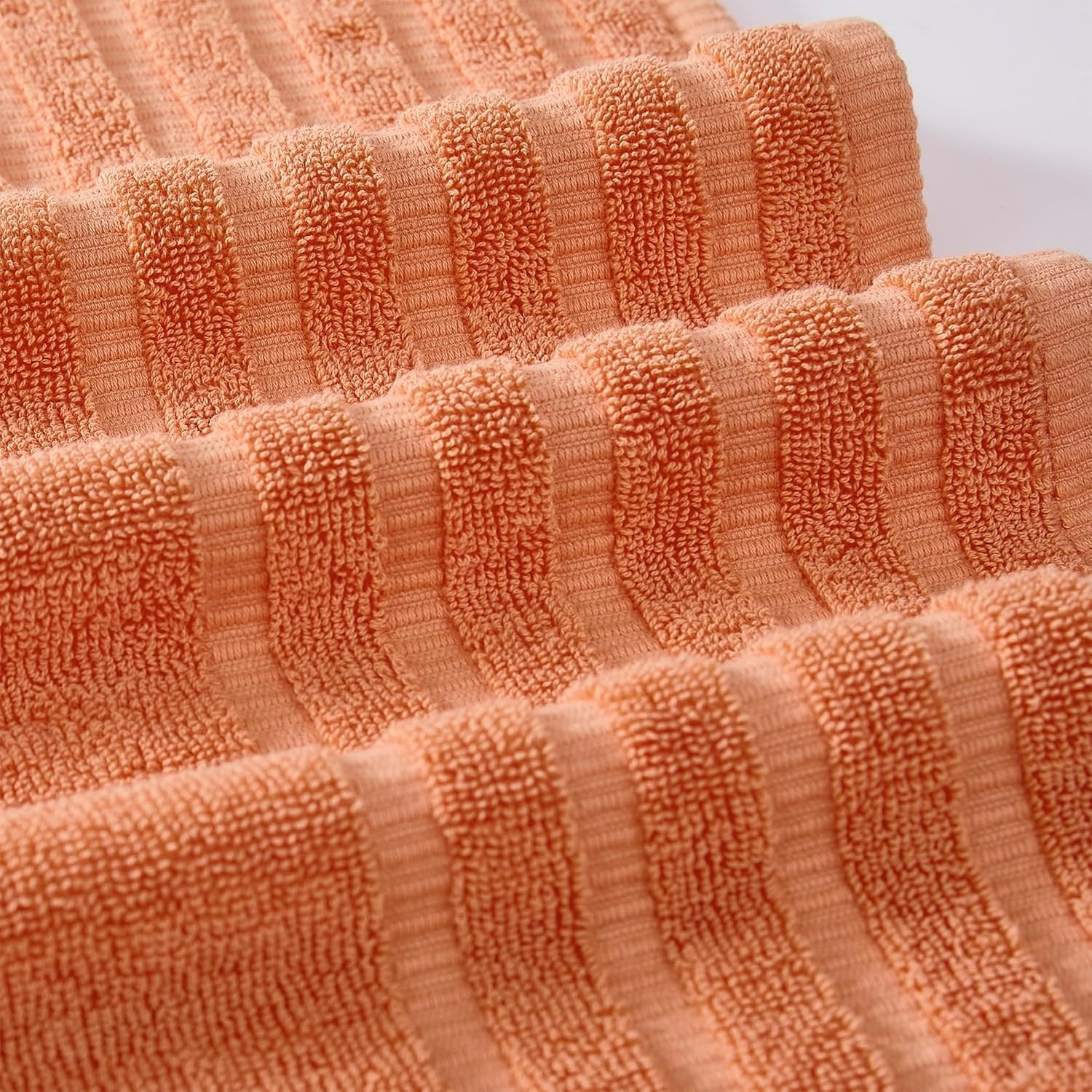 Amrapur Overseas 6-Piece Yarn Dyed Organic Vines Jacquard/Solid Ultra Soft 500GSM 100% Combed Cotton Towel Set [Coral] - Sage Green image number 2