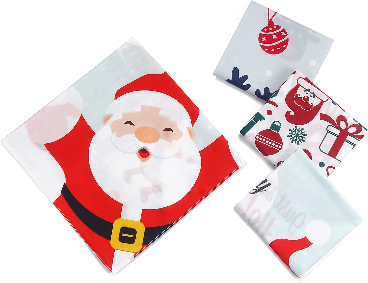 HOULIFE Christmas Handkerchief &ndash; Handkerchiefs for Ladies Cotton, 100% 60S Combed Cotton Xmas Santa Claus Moose Trees Sock Gingerbread Man Hankies Gift Set for Women Men Kids, 3/6 Pieces, 40X40Cm - 6, Just Say Homerry-Xmas image number 3