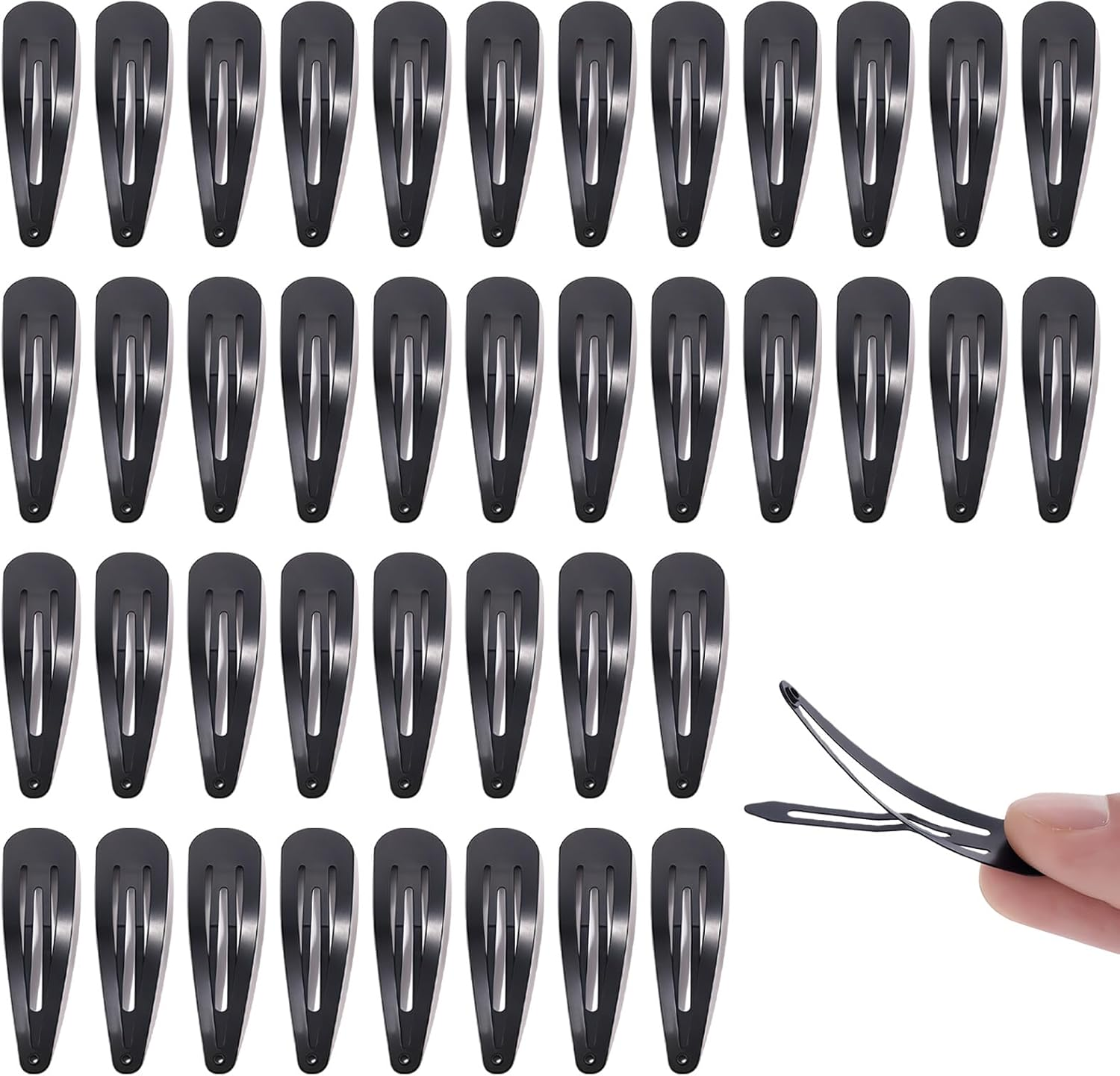 Jeyzuroa 40Pcs Snap Hair Clips for Women Black Barrettes Metal Hair Clips Accessories Hair Pins image number 4