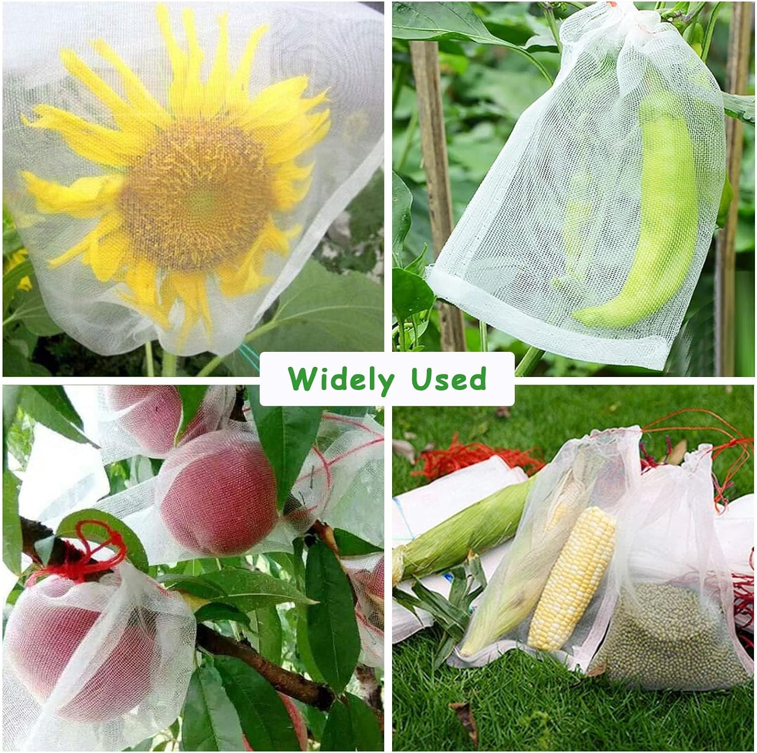 Fruit Protection Bags,100Pcs Reusable Garden Fruit Netting Bags,Drawstring Nylon Mesh Netting Barrier Bag for Protecting Fruits and Vegetables(10X6 Inch)