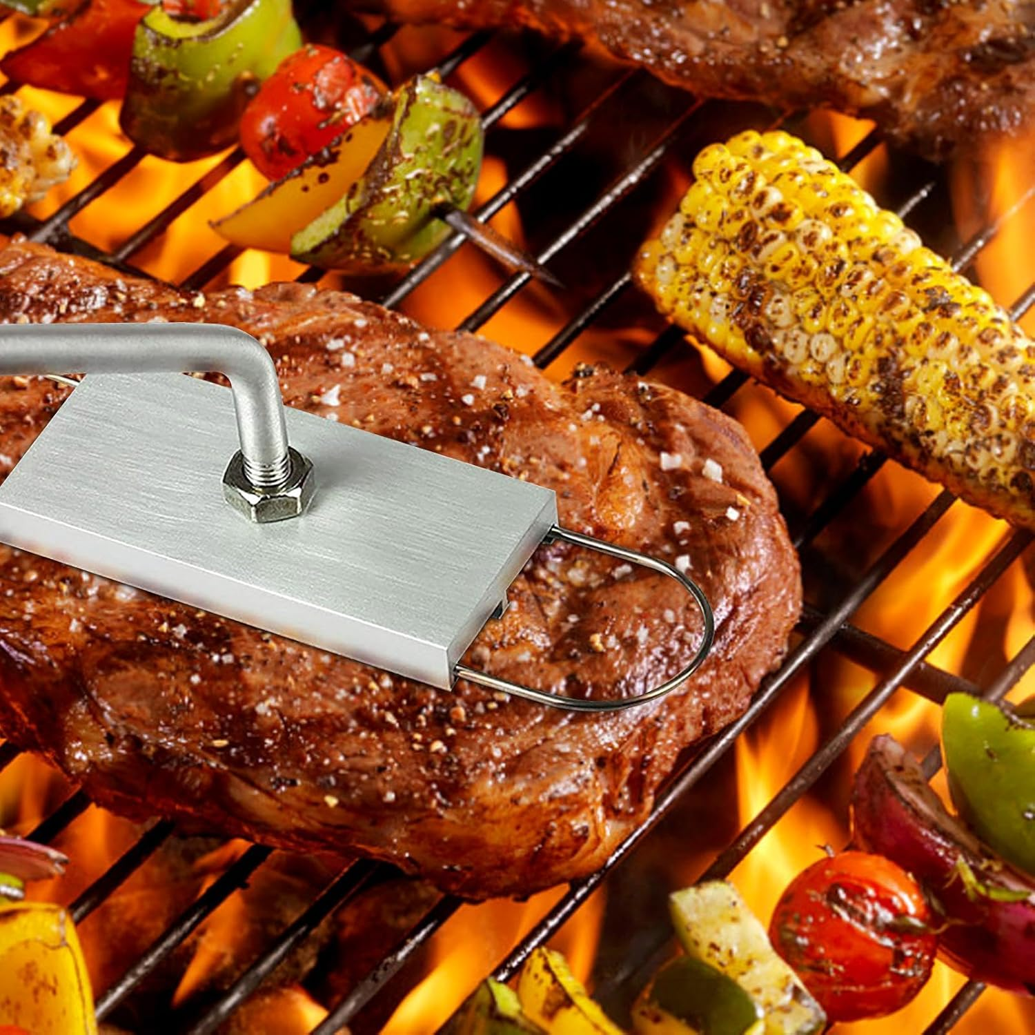 Barbecue Branding Iron -55 Letter Barbecue Grill Branding Iron with 55 Interchangeable Letters | Wooden Handle Barbecue Accessories | Grill Utensils for Branding Steaks, Burgers, Chicken, Meat image number 4