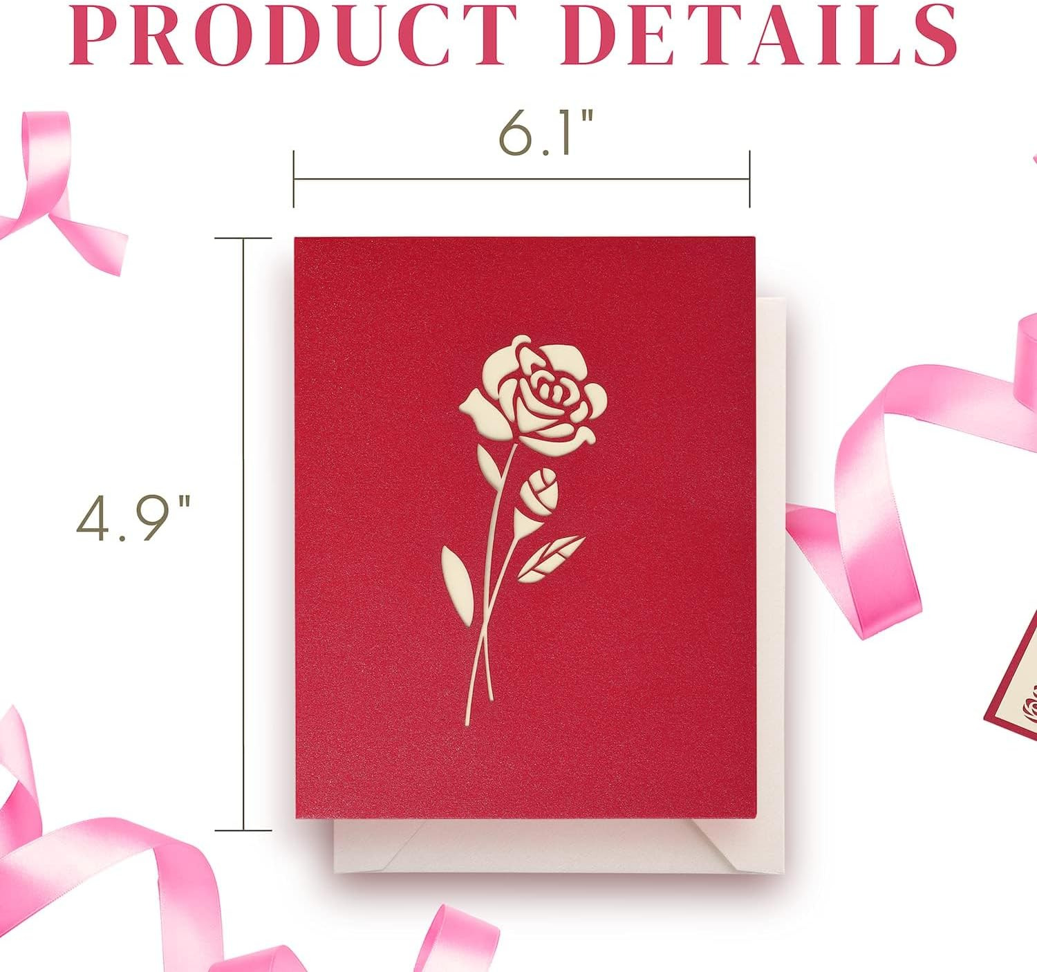 Rose Pop up Card, Mothers Day Card, Handmade 3D Flower Greeting Card for Mother'S Day/Birthday/Anniversary/Valentine'S Day, Premium Cardstock with Envelope & Note Card - Gifts for Women, Mom, Wife image number 6